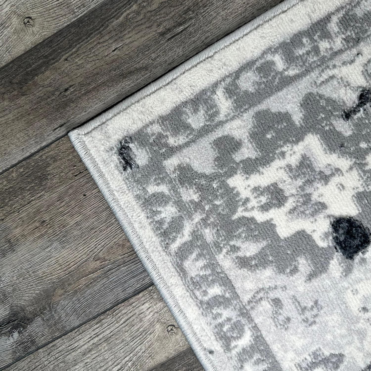 Shifra Luxury Area Rug in Gray with Silver Abstract Design - Image 11