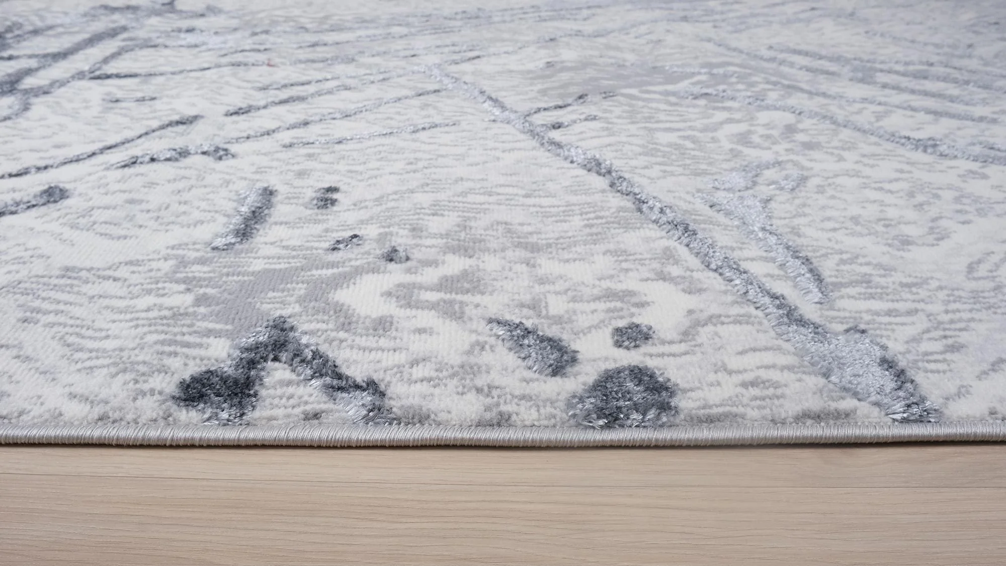 Shifra Luxury Area Rug in Gray with Silver Abstract Design - Image 12