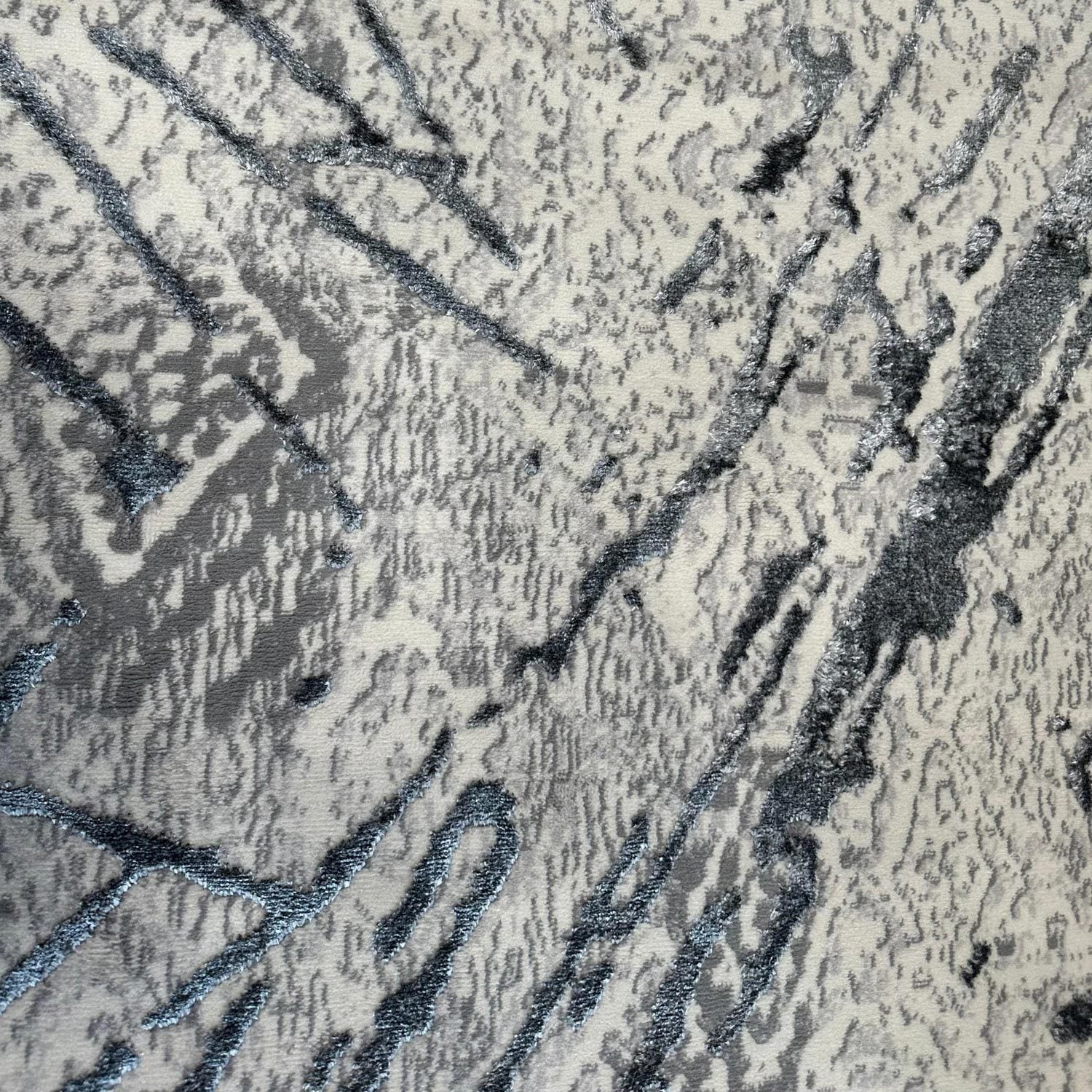 Shifra Luxury Area Rug in Gray with Silver Abstract Design - Image 3