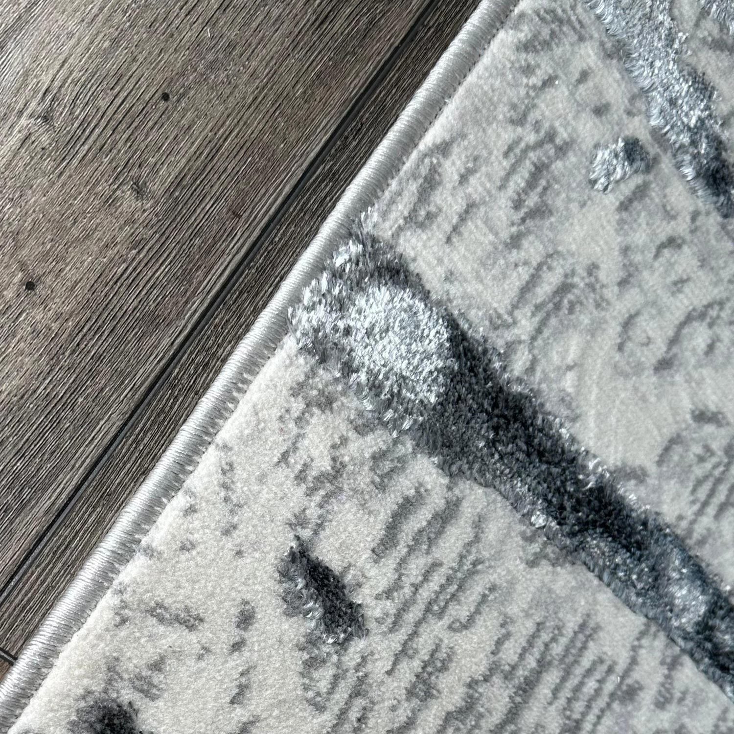 Shifra Luxury Area Rug in Gray with Silver Abstract Design - Image 6