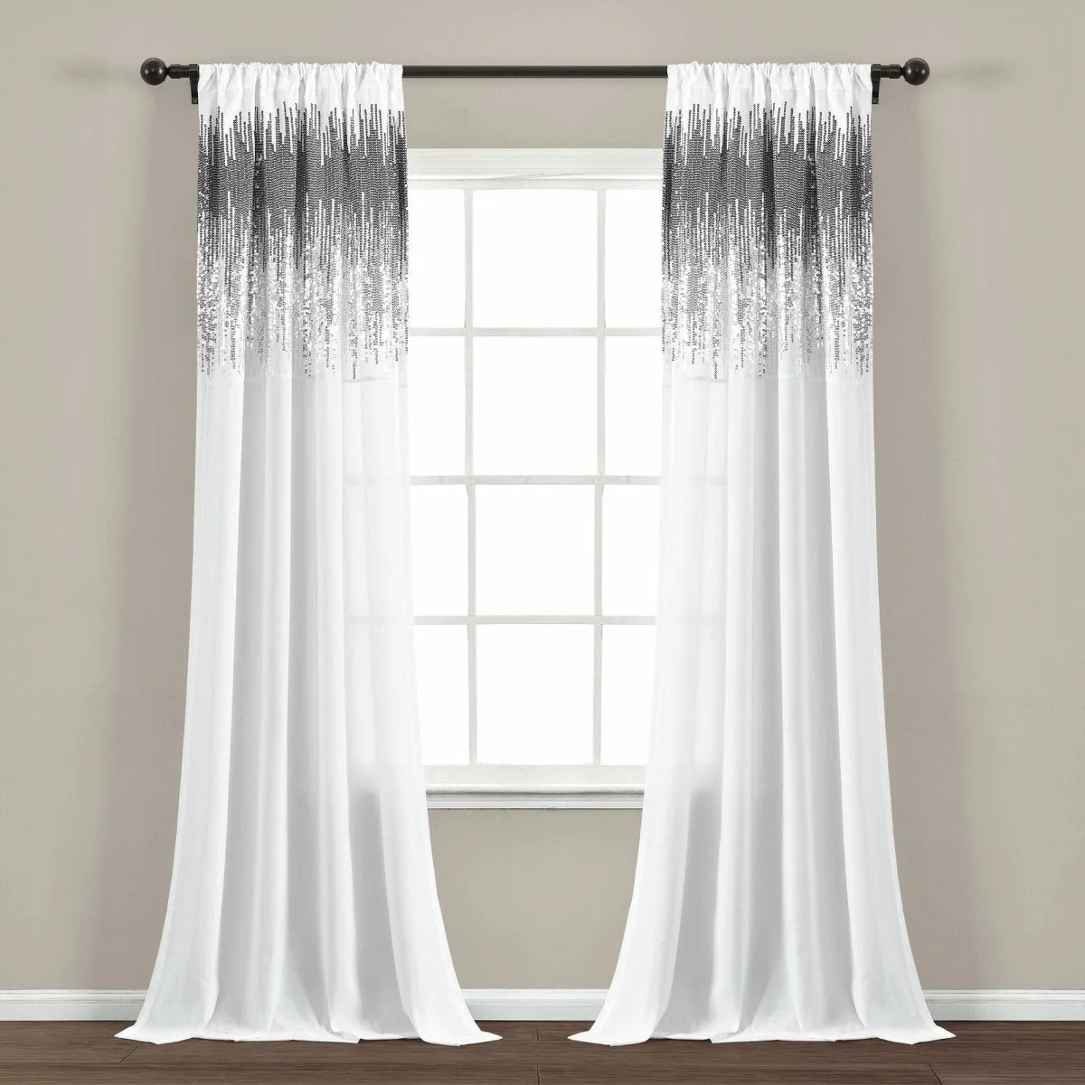 Shimmer Sequins Window Curtain Panel Set - Image 3