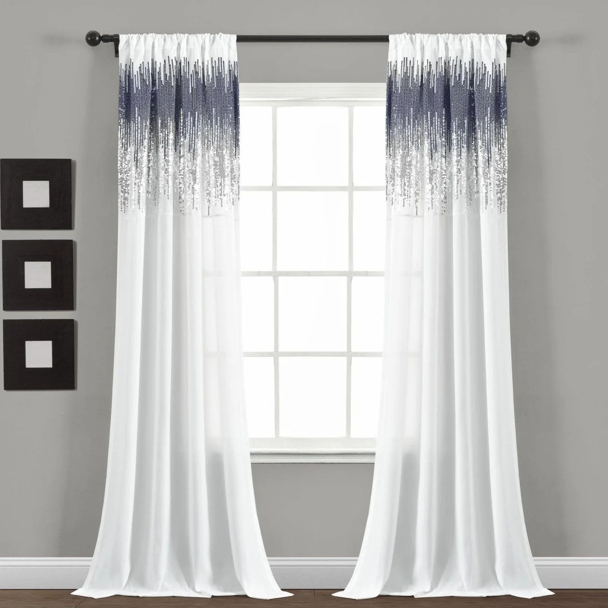 Shimmer Sequins Window Curtain Panel Set - Image 5