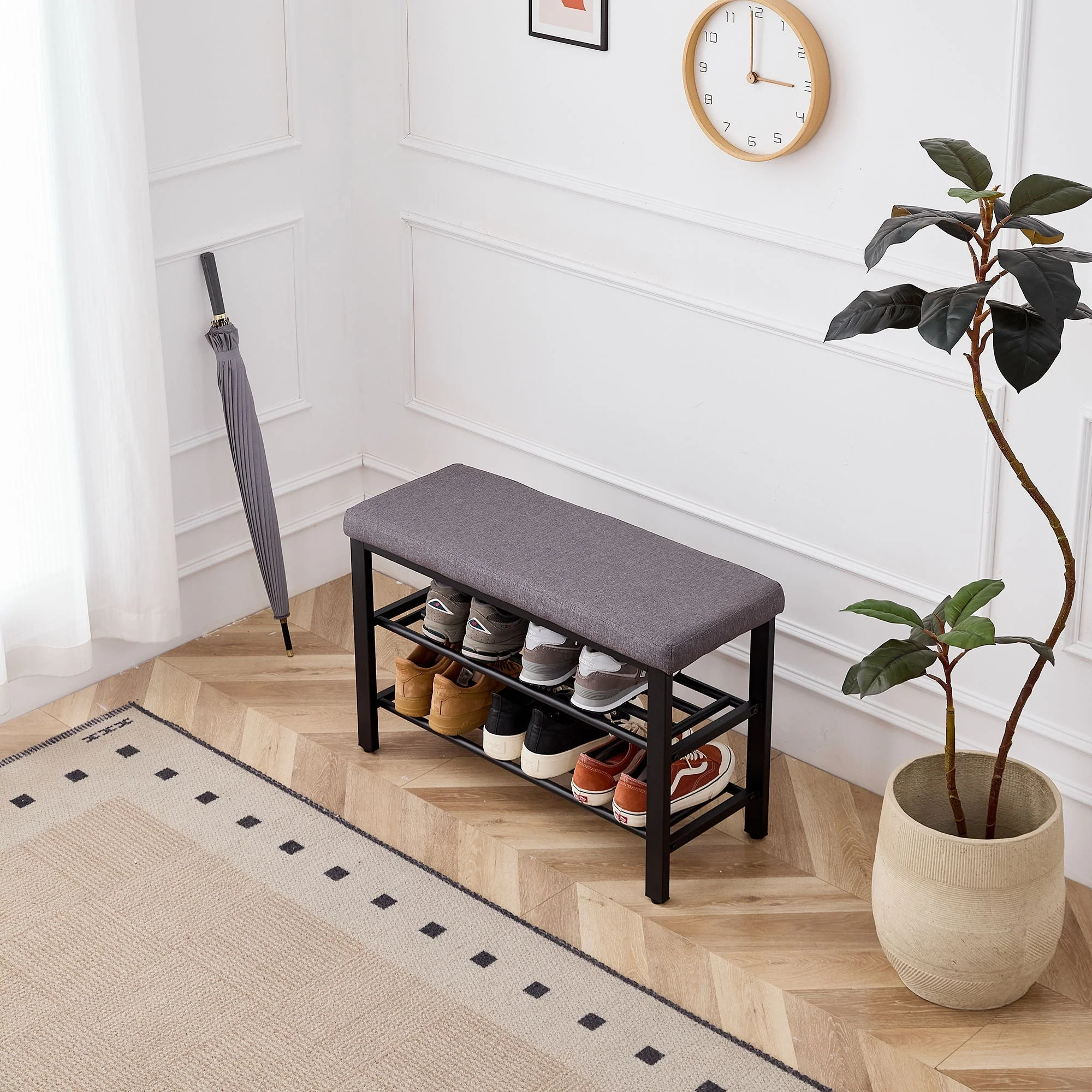 Shoe Bench With Cushion, Storage Seat For Entryway - Image 6