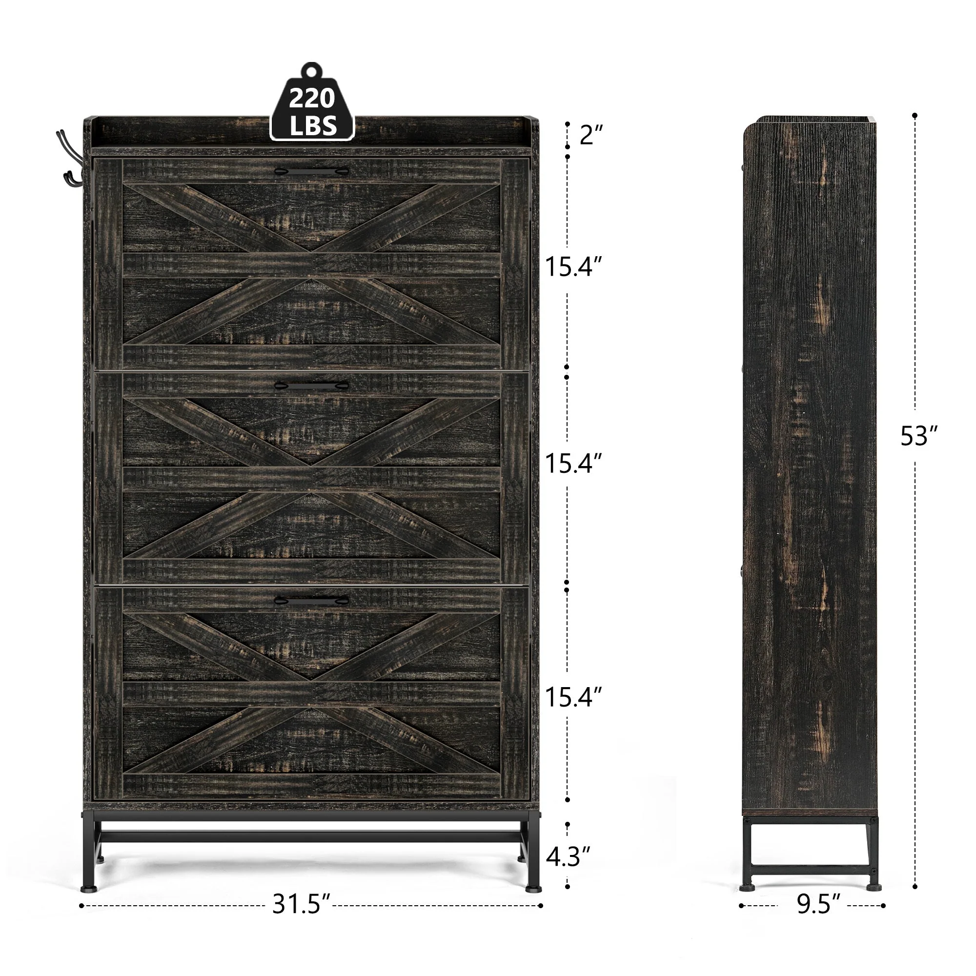 Shoe Cabinet Entry Home Shoe Cabinet Grey - Image 4