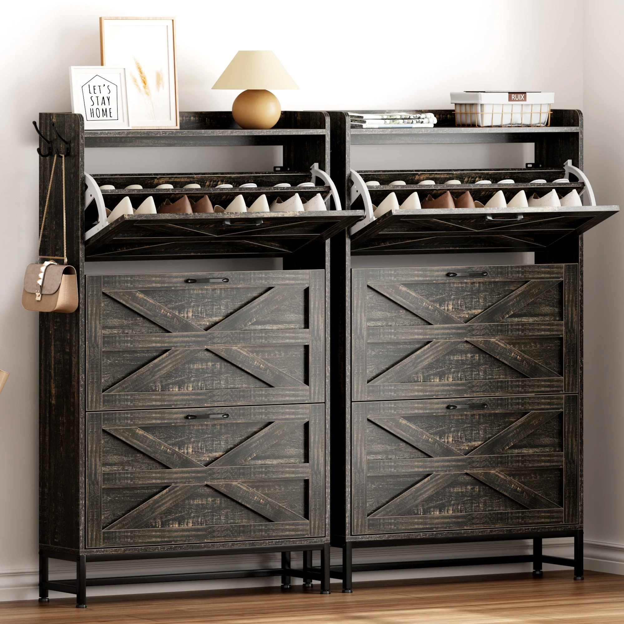 Shoe Cabinet Entry Home Shoe Cabinet Grey - Image 9