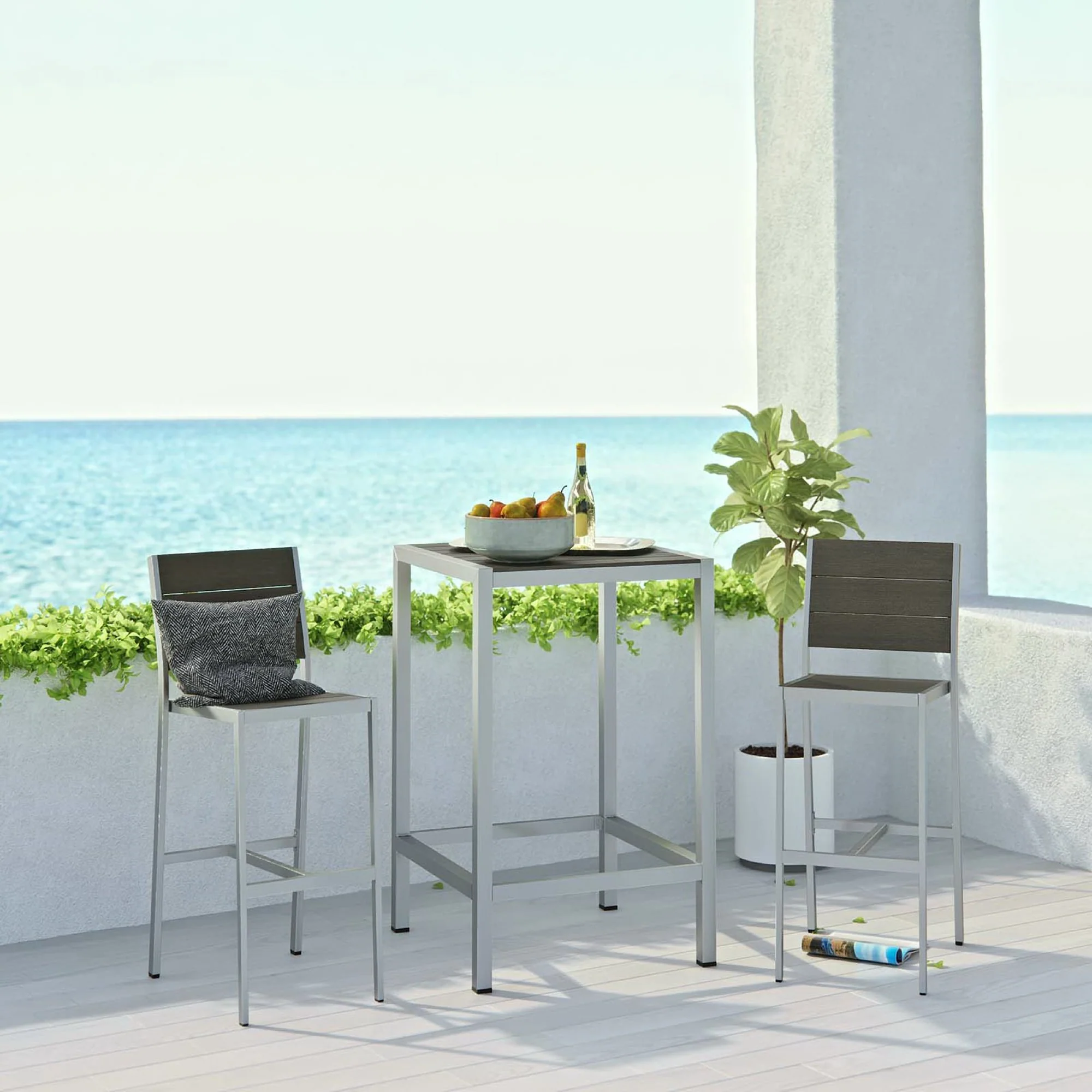Shore 3 Piece Outdoor Patio Aluminum Pub Set by Modway - Image 7