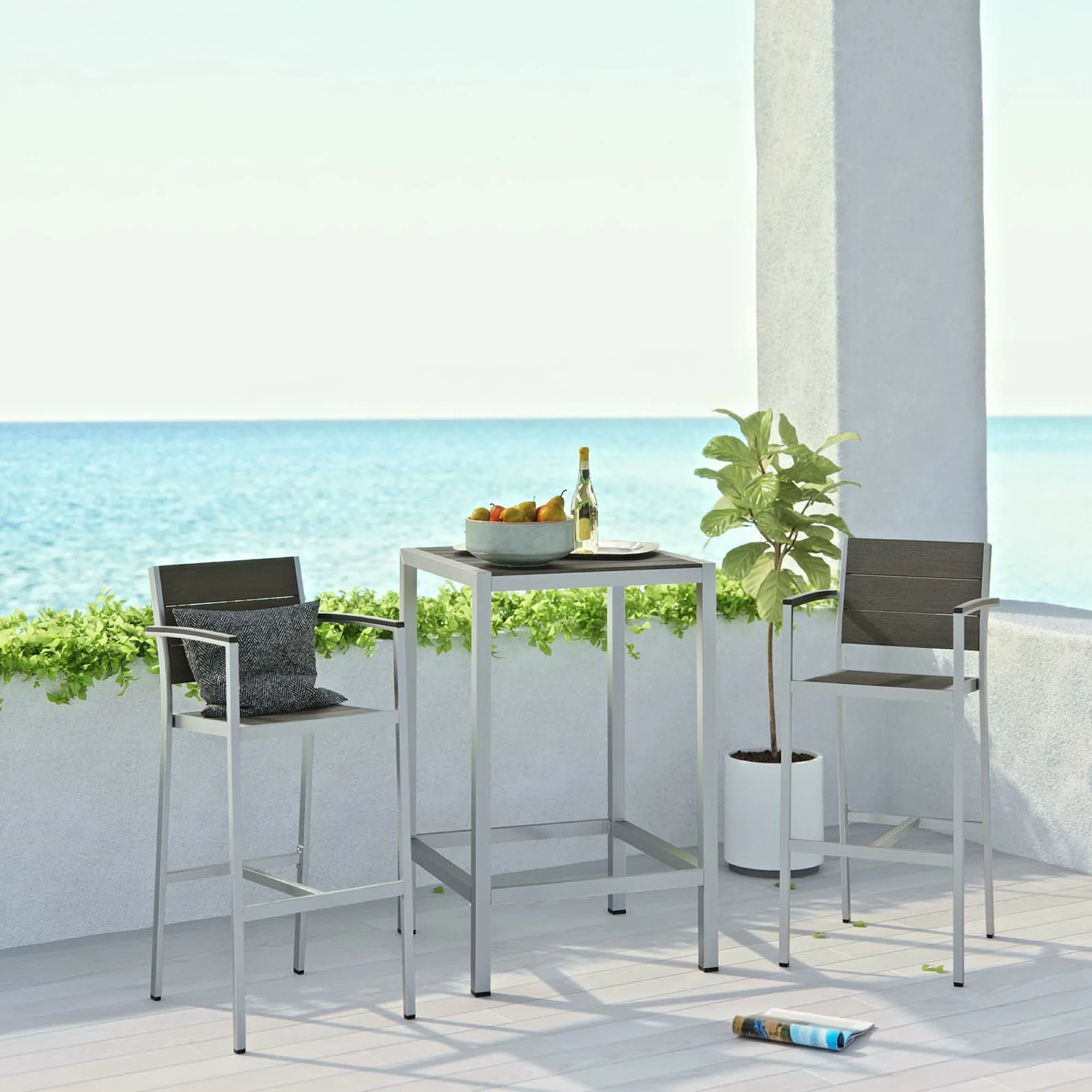 Shore 3 Piece Outdoor Patio Aluminum Pub Set by Modway - Image 7