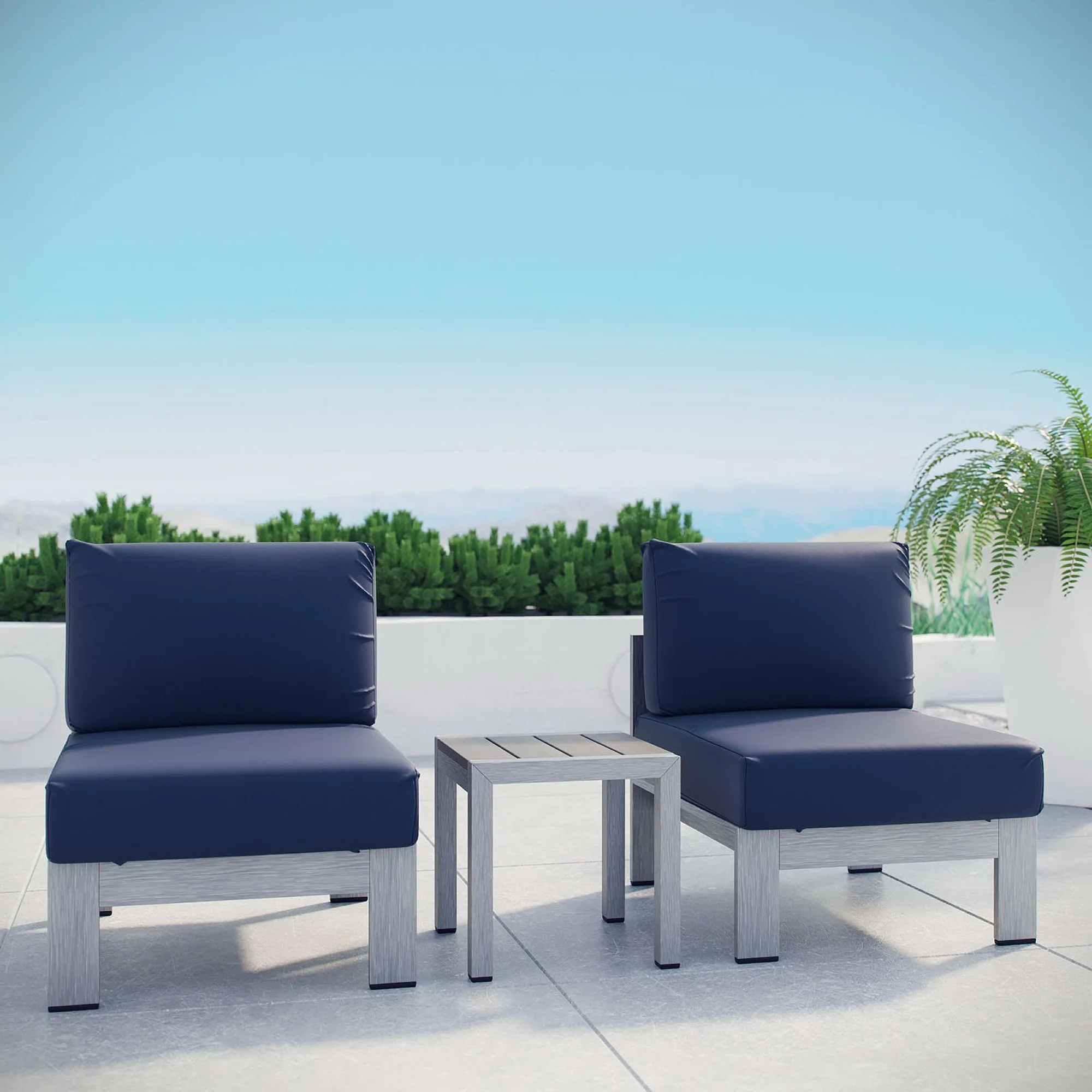 Shore 3 Piece Outdoor Patio Aluminum Sectional Sofa Set by Modway - Image 6
