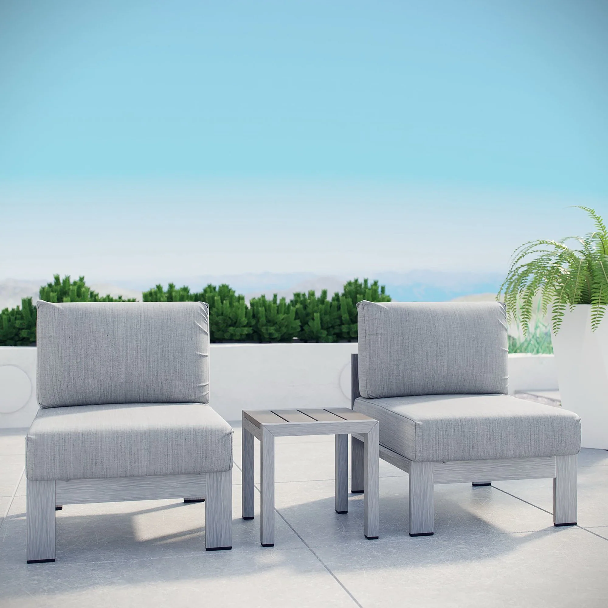 Shore 3 Piece Outdoor Patio Aluminum Sectional Sofa Set by Modway - Image 7