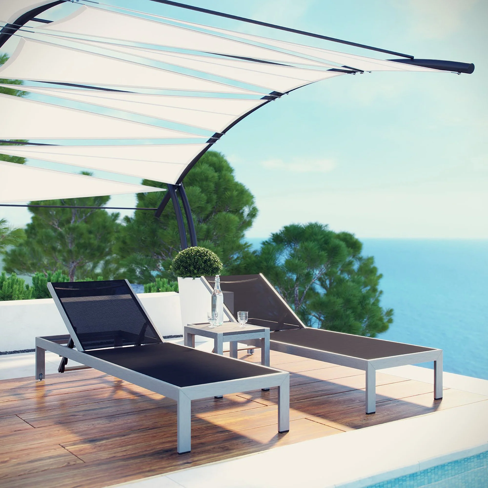 Shore 3 Piece Outdoor Patio Aluminum Set by Modway - Image 7