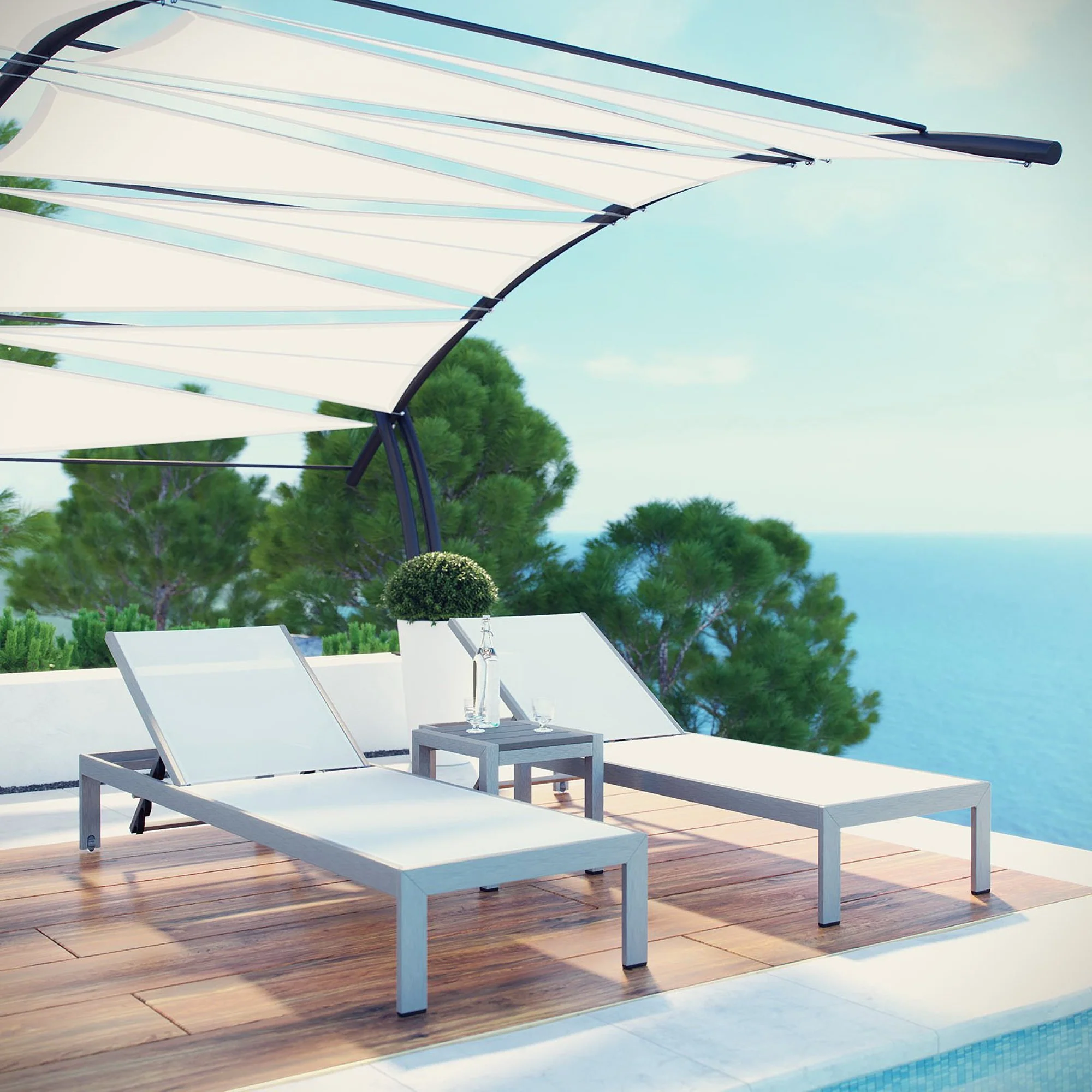 Shore 3 Piece Outdoor Patio Aluminum Set by Modway - Image 8