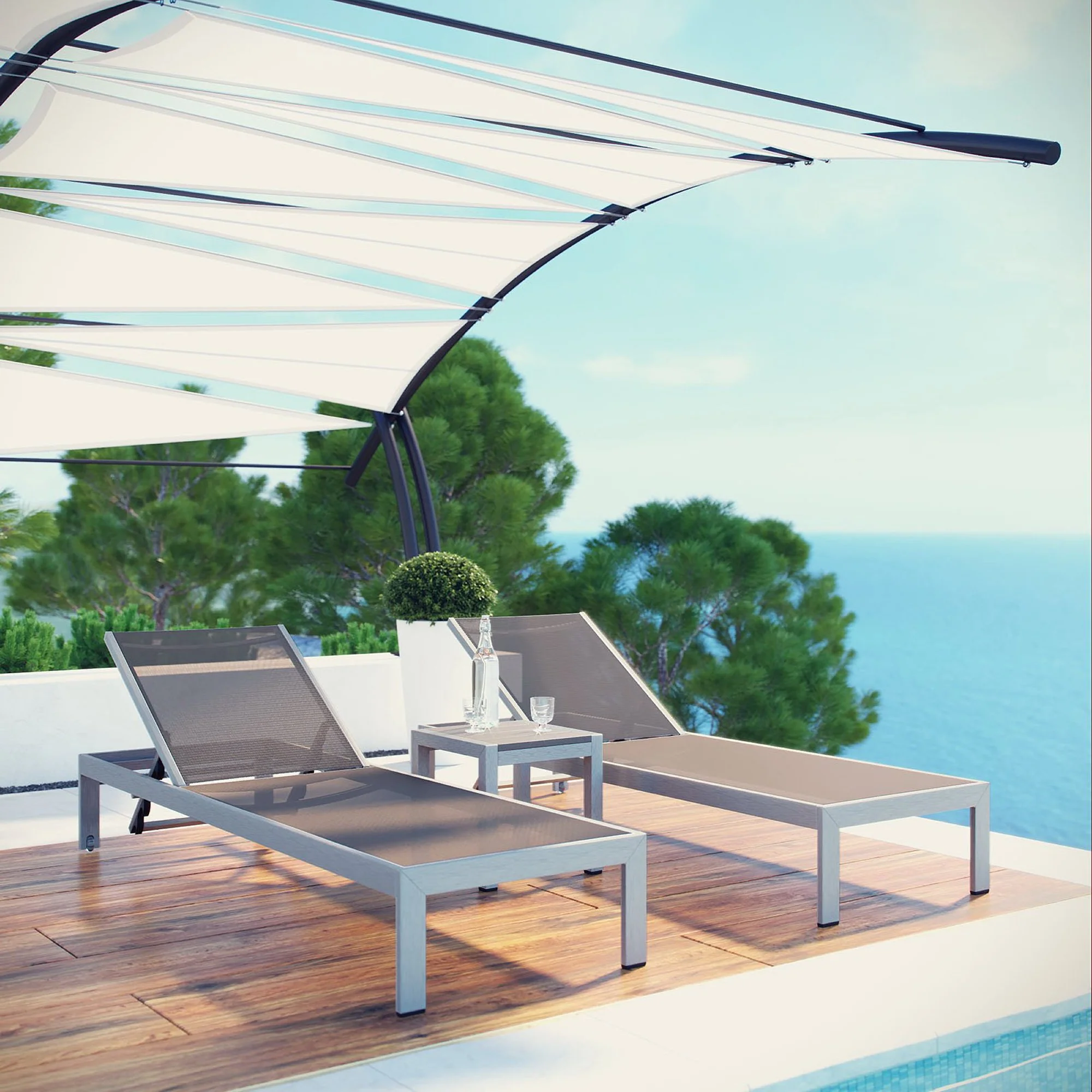 Shore 3 Piece Outdoor Patio Aluminum Set by Modway - Image 9