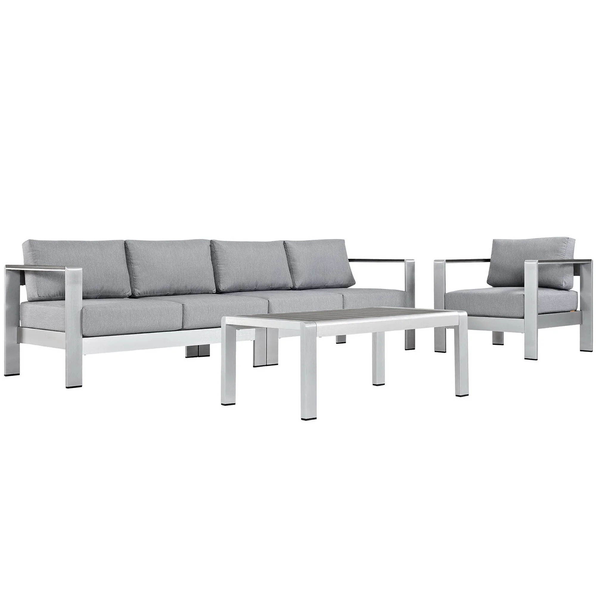 Shore 4 Piece Outdoor Patio Aluminum Sectional Sofa Set by Modway - Image 12