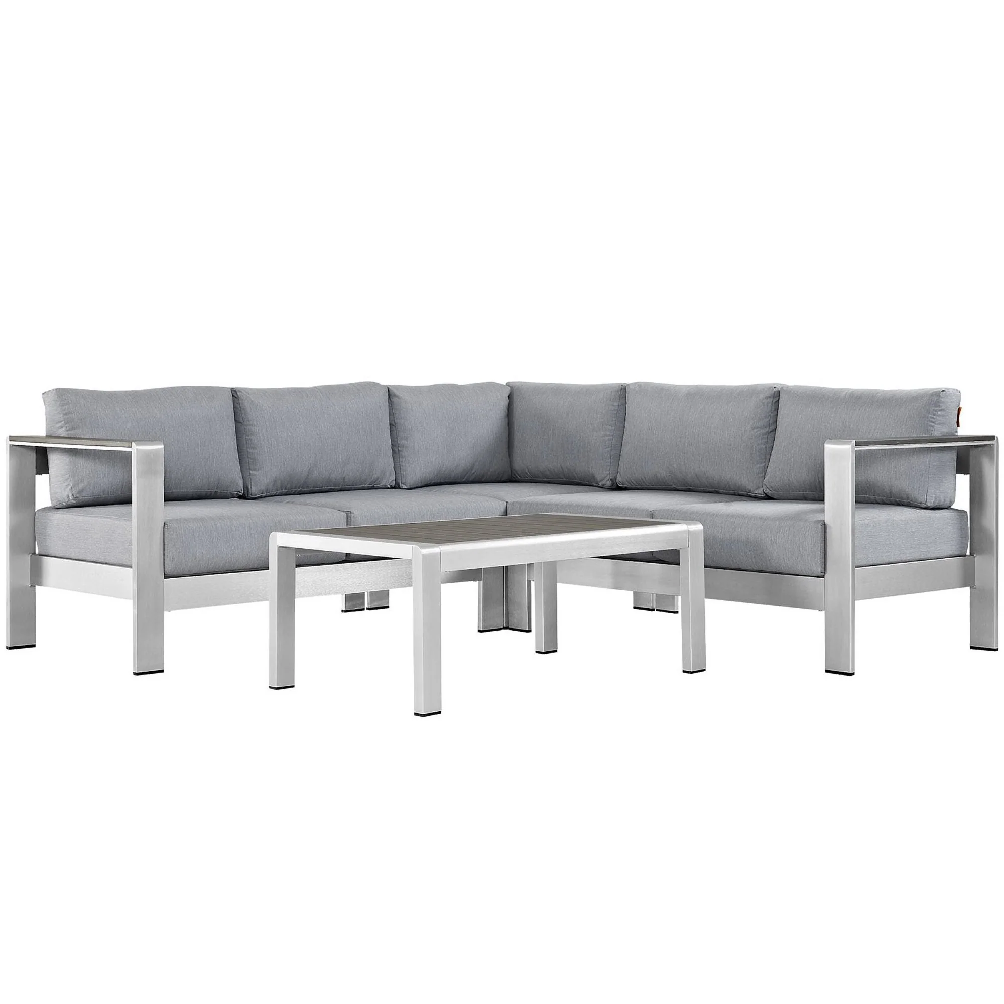 Shore 4 Piece Outdoor Patio Aluminum Sectional Sofa Set by Modway - Image 14