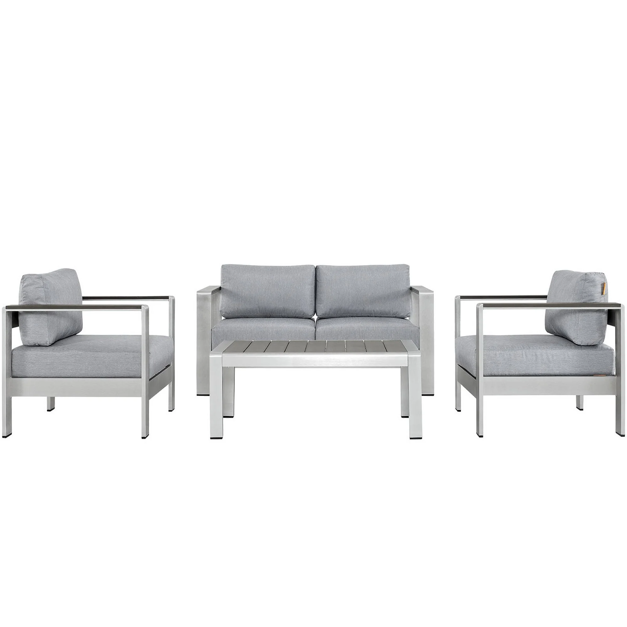 Shore 4 Piece Outdoor Patio Aluminum Sectional Sofa Set by Modway - Image 8