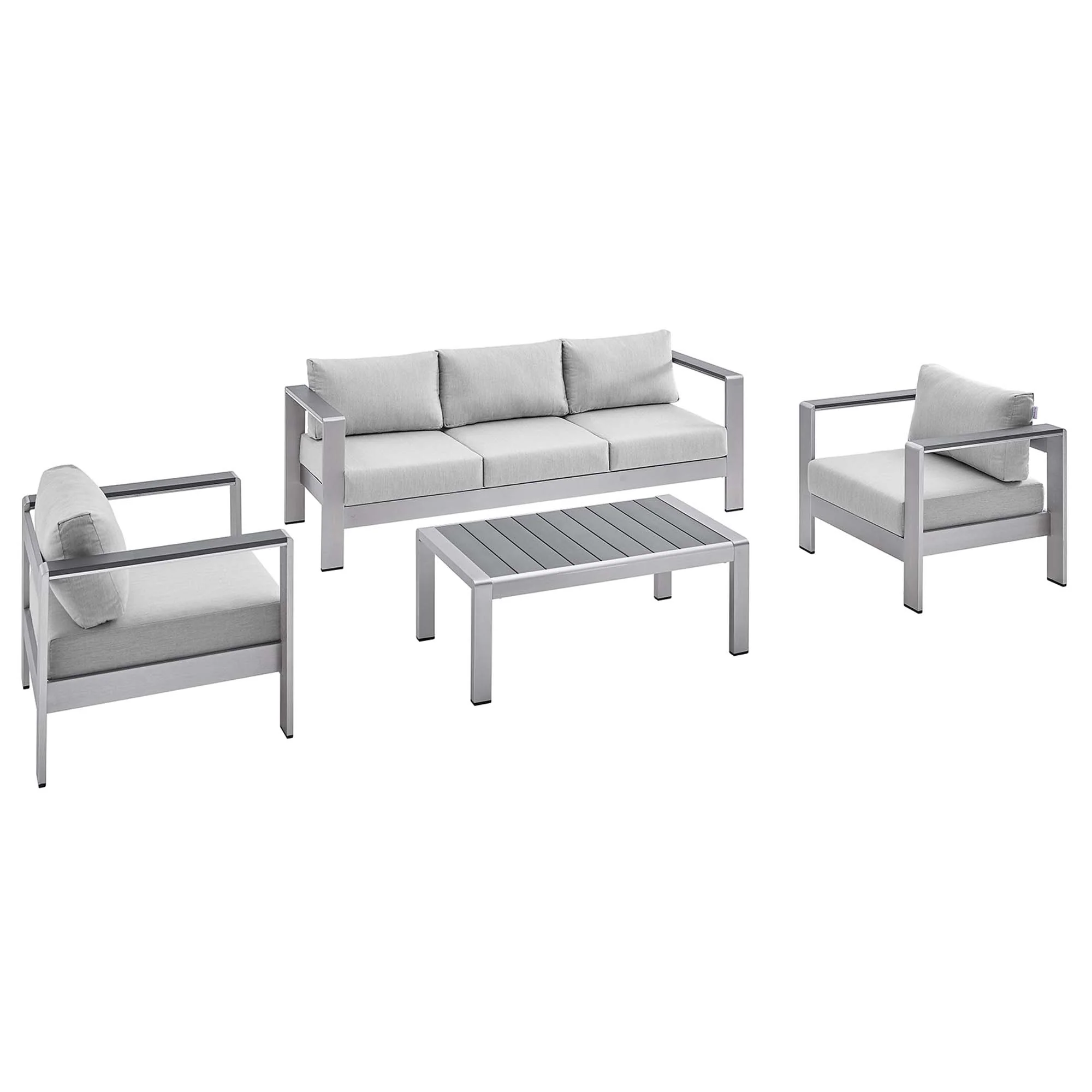 Shore 4 Piece Sunbrella Fabric Outdoor Patio Aluminum Set by Modway - Image 14