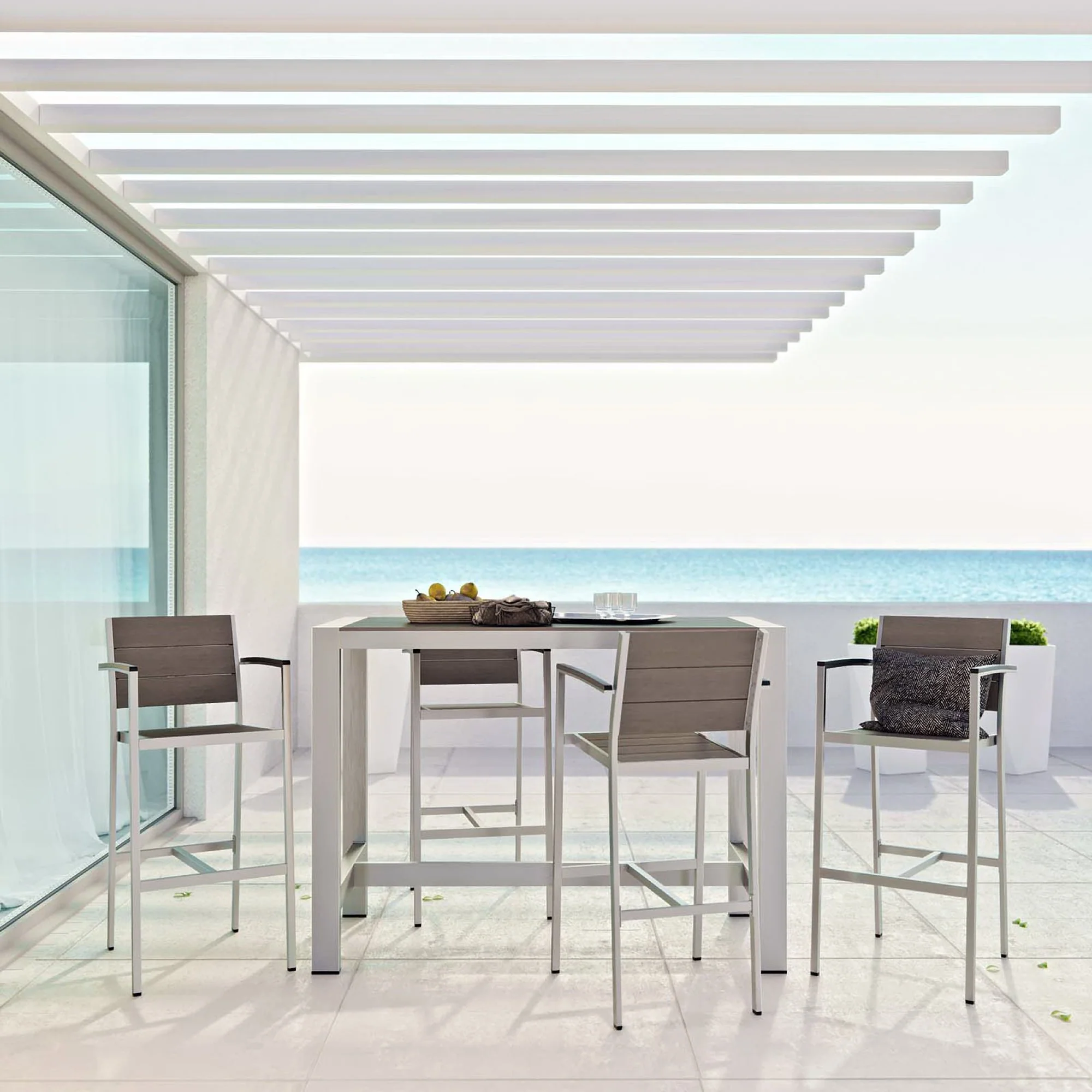 Shore 5 Piece Outdoor Patio Aluminum Dining Set by Modway - Image 7