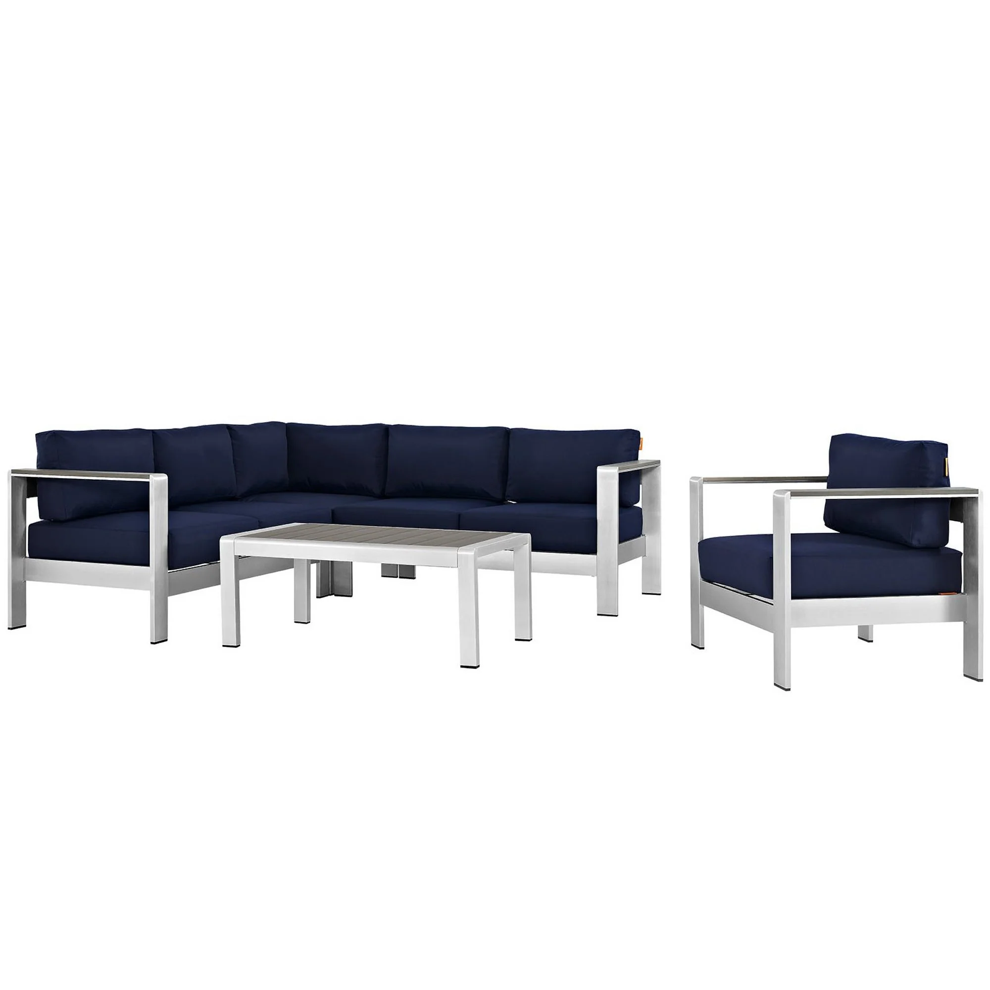 Shore 5 Piece Outdoor Patio Aluminum Sectional Sofa Set by Modway - Image 14