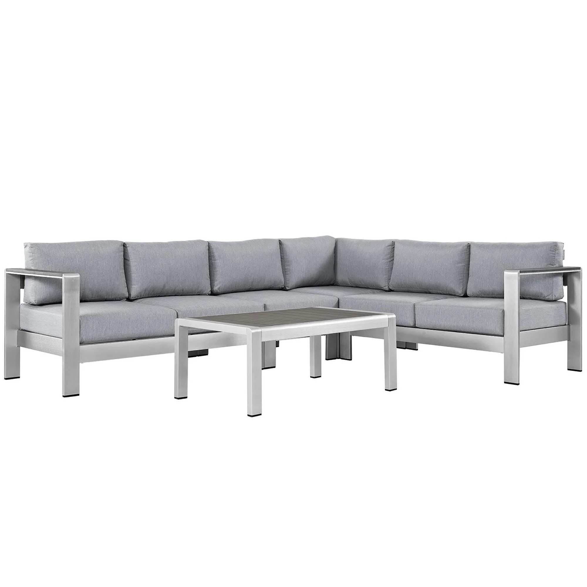 Shore 5 Piece Outdoor Patio Aluminum Sectional Sofa Set by Modway - Image 14