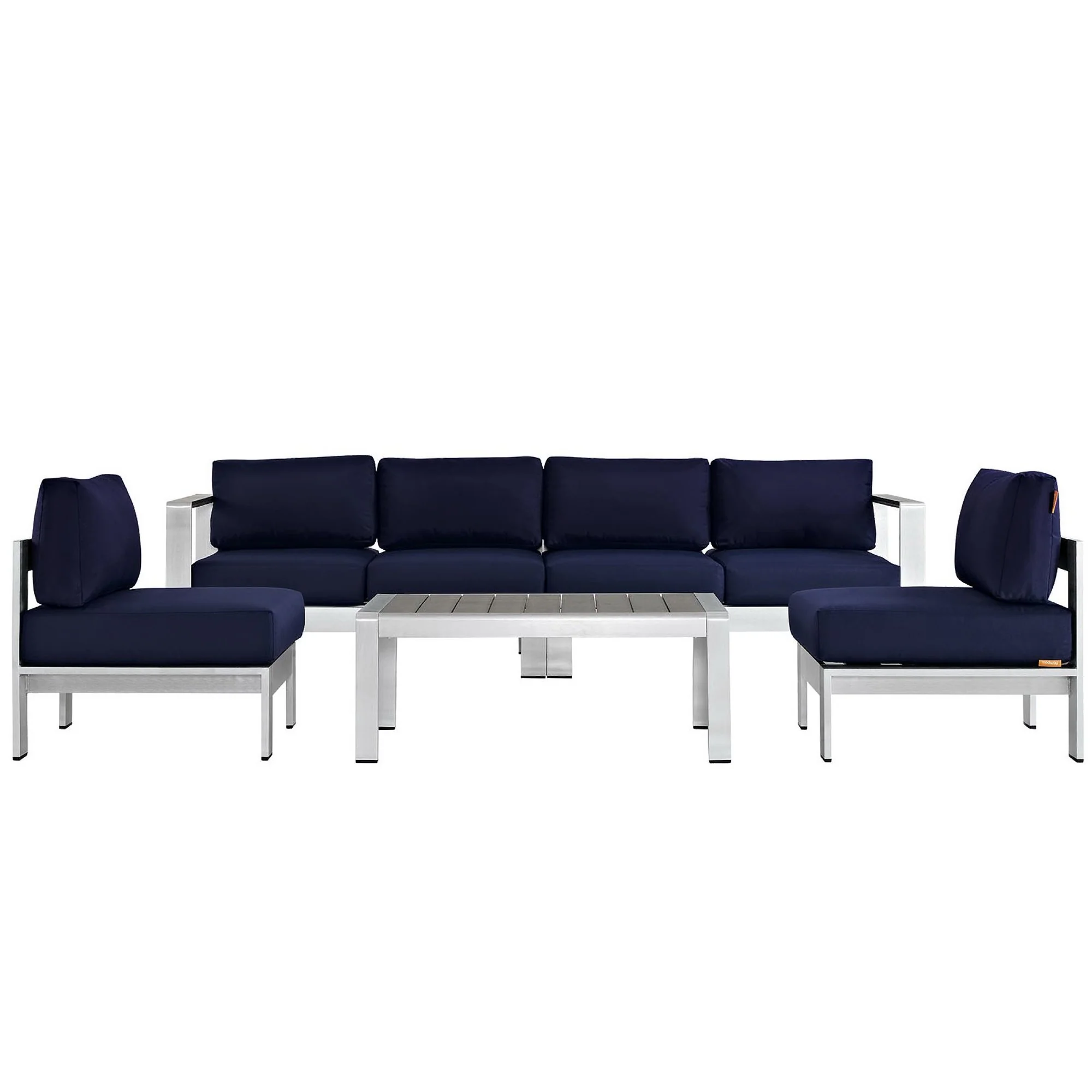 Shore 5 Piece Outdoor Patio Aluminum Sectional Sofa Set by Modway - Image 12