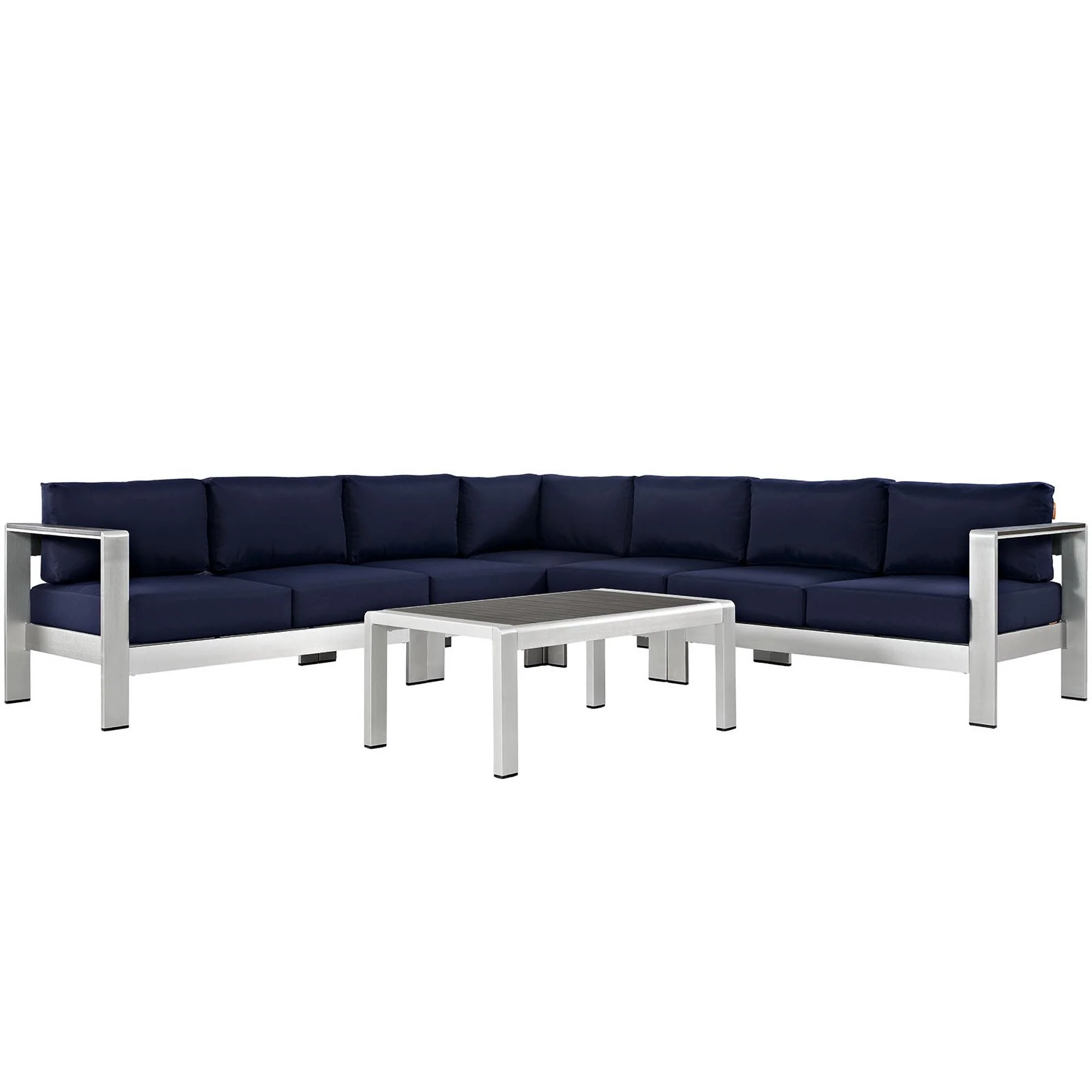 Shore 6 Piece Outdoor Patio Aluminum Sectional Sofa Set by Modway - Image 14