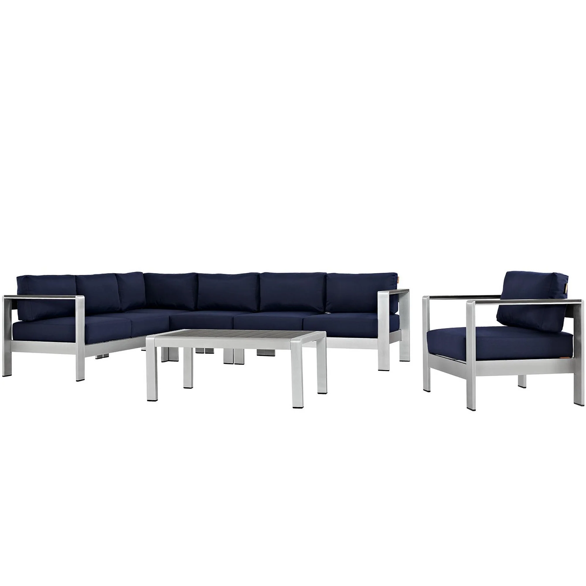 Shore 6 Piece Outdoor Patio Aluminum Sectional Sofa Set by Modway - Image 14