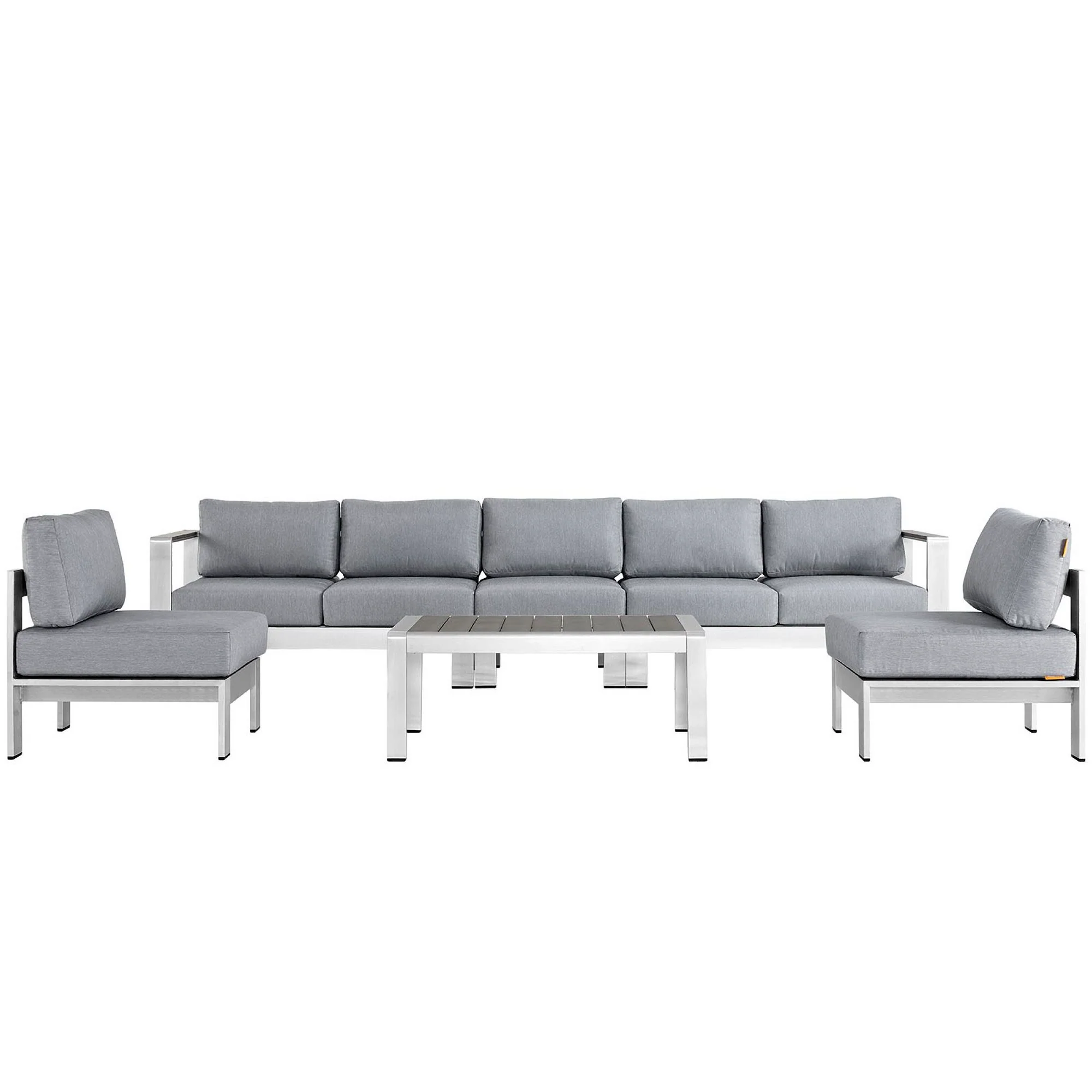 Shore 6 Piece Outdoor Patio Aluminum Sectional Sofa Set by Modway - Image 11