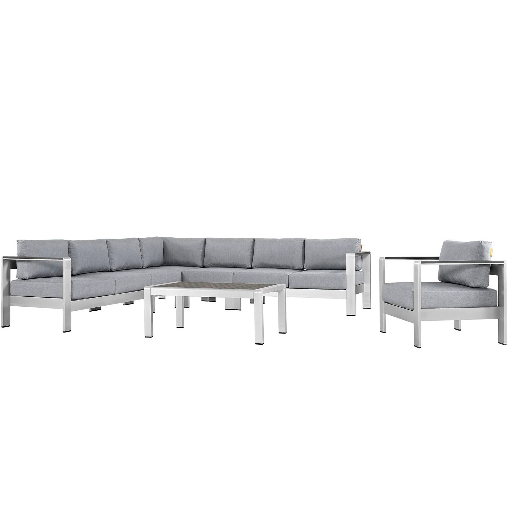Shore 7-Piece Outdoor Patio Aluminum Sectional Sofa Set by Modway - Image 14
