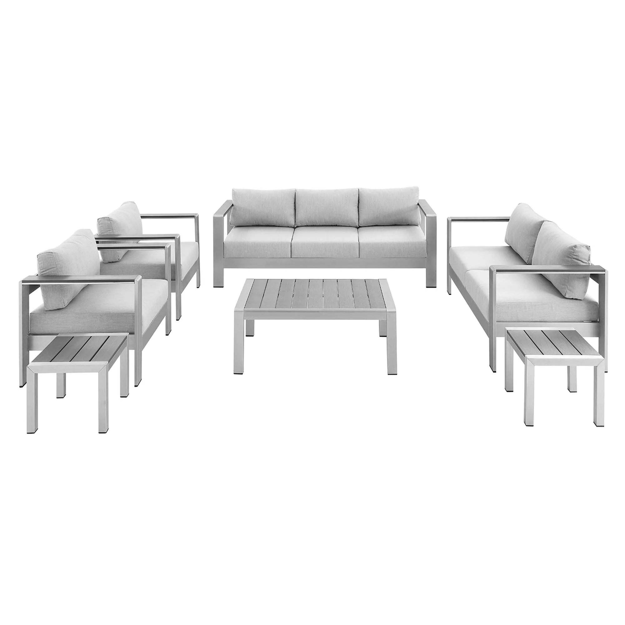 Shore 7 Piece Sunbrella Fabric Outdoor Patio Aluminum Set by Modway - Image 14