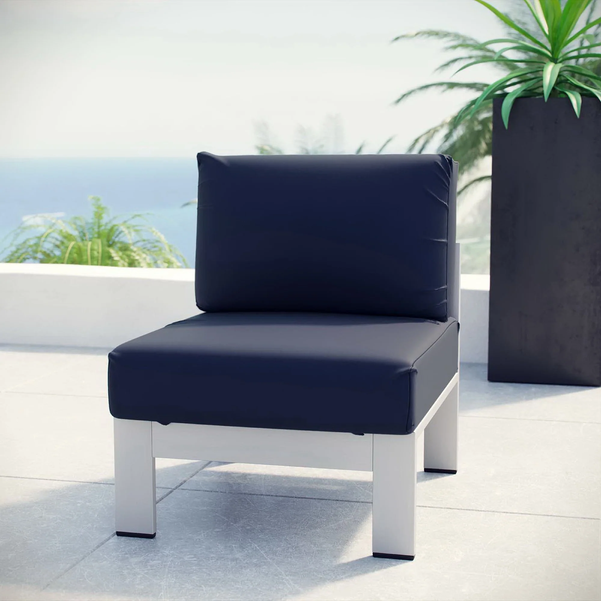 Shore Armless Outdoor Patio Aluminum Chair by Modway - Image 4