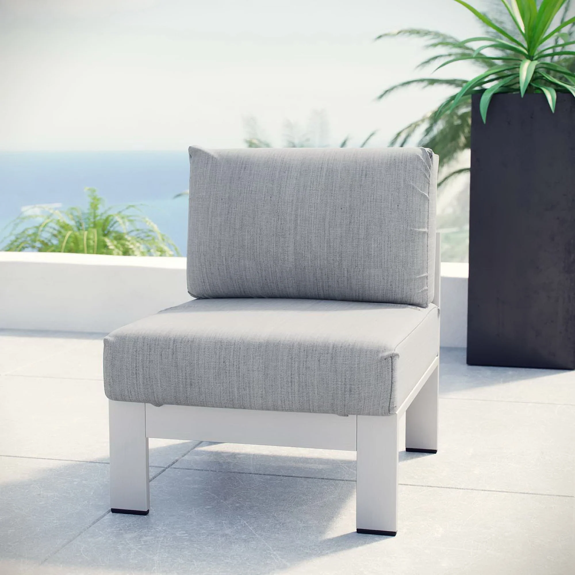 Shore Armless Outdoor Patio Aluminum Chair by Modway - Image 5