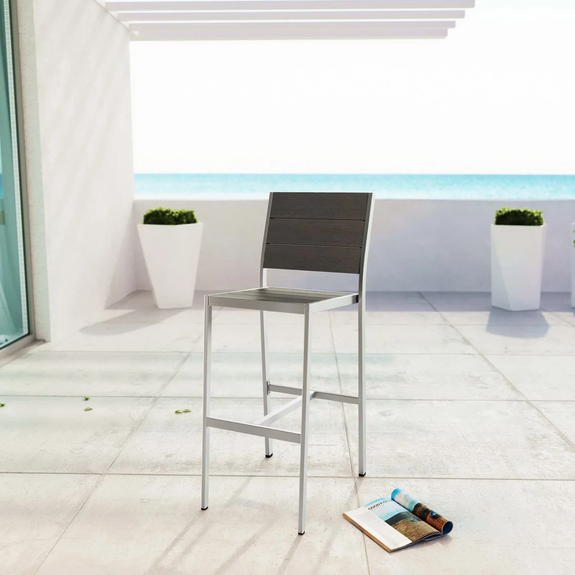 Shore Outdoor Patio Aluminum Armless Bar Stool by Modway - Image 4