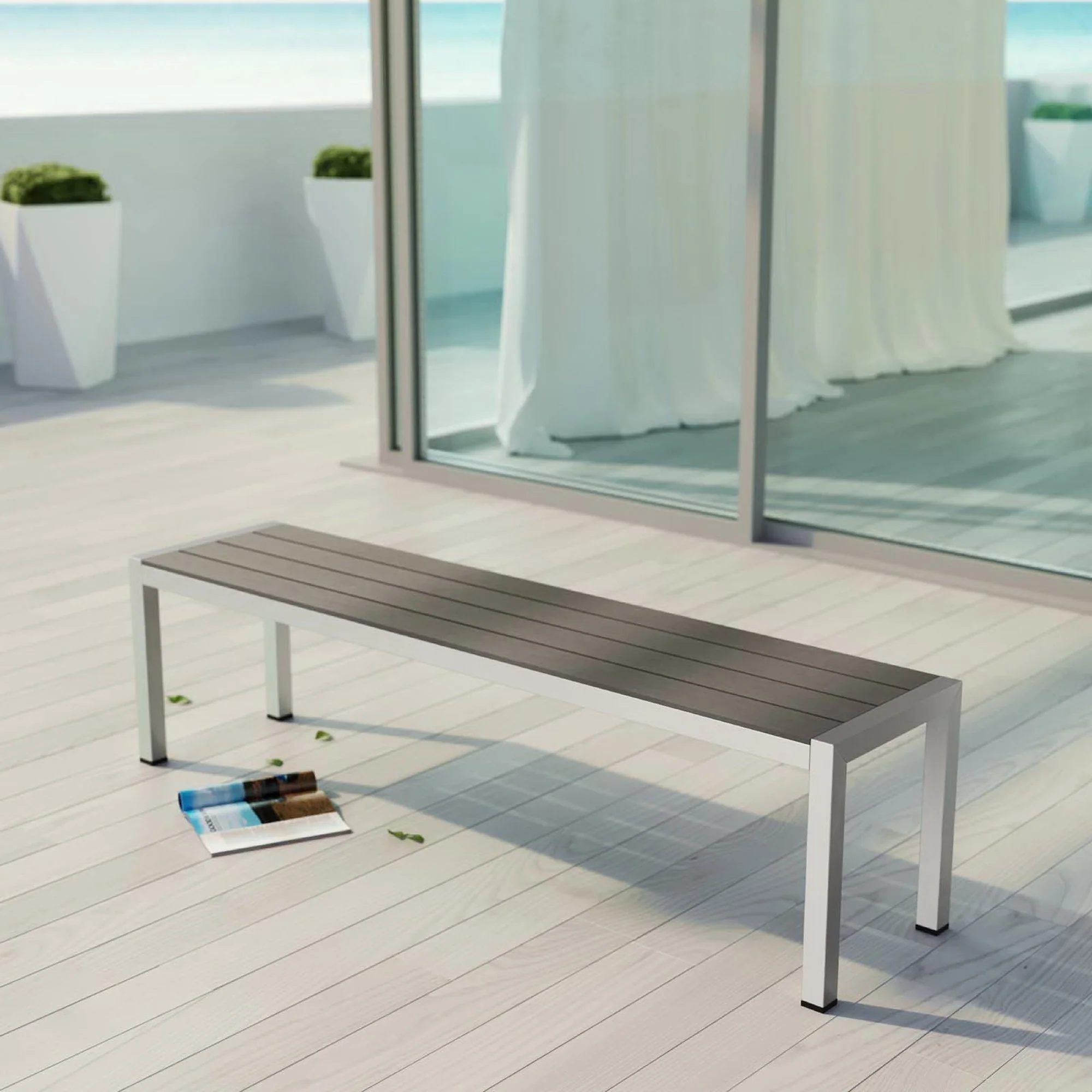 Shore Outdoor Patio Aluminum Bench by Modway - Image 4