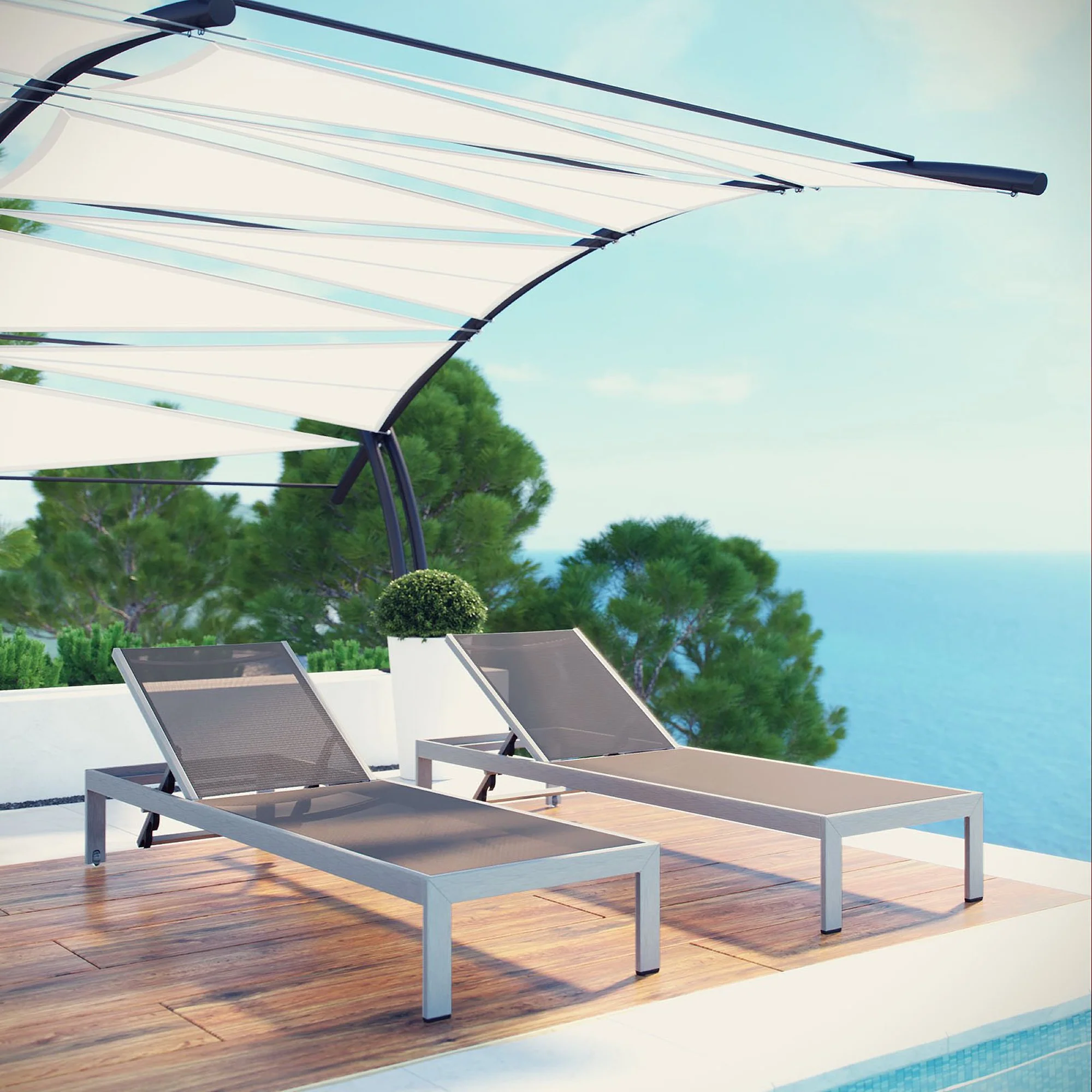 Shore Outdoor Patio Aluminum Chaise Set of 2 by Modway - Image 5
