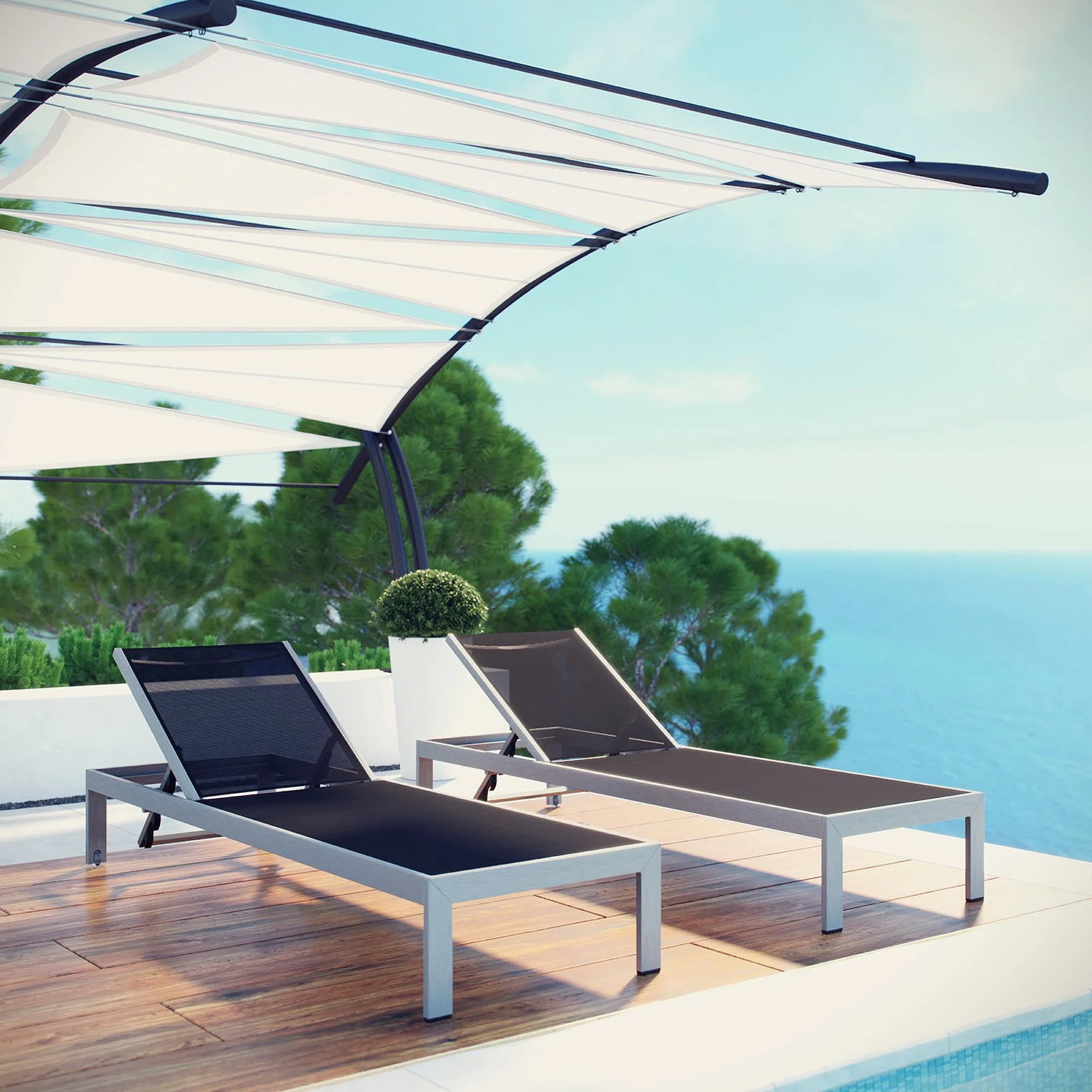 Shore Outdoor Patio Aluminum Chaise Set of 2 by Modway - Image 6