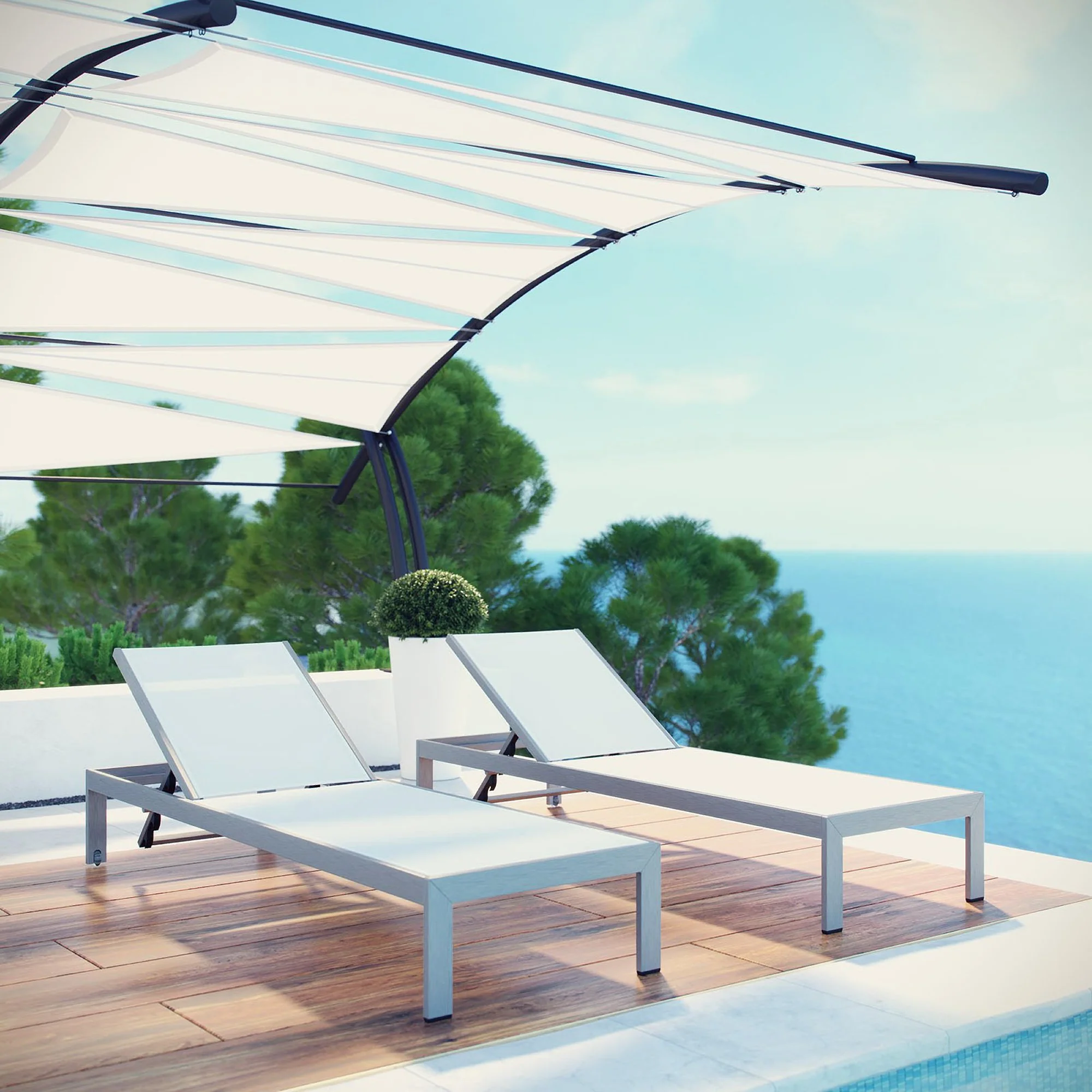 Shore Outdoor Patio Aluminum Chaise Set of 2 by Modway - Image 7