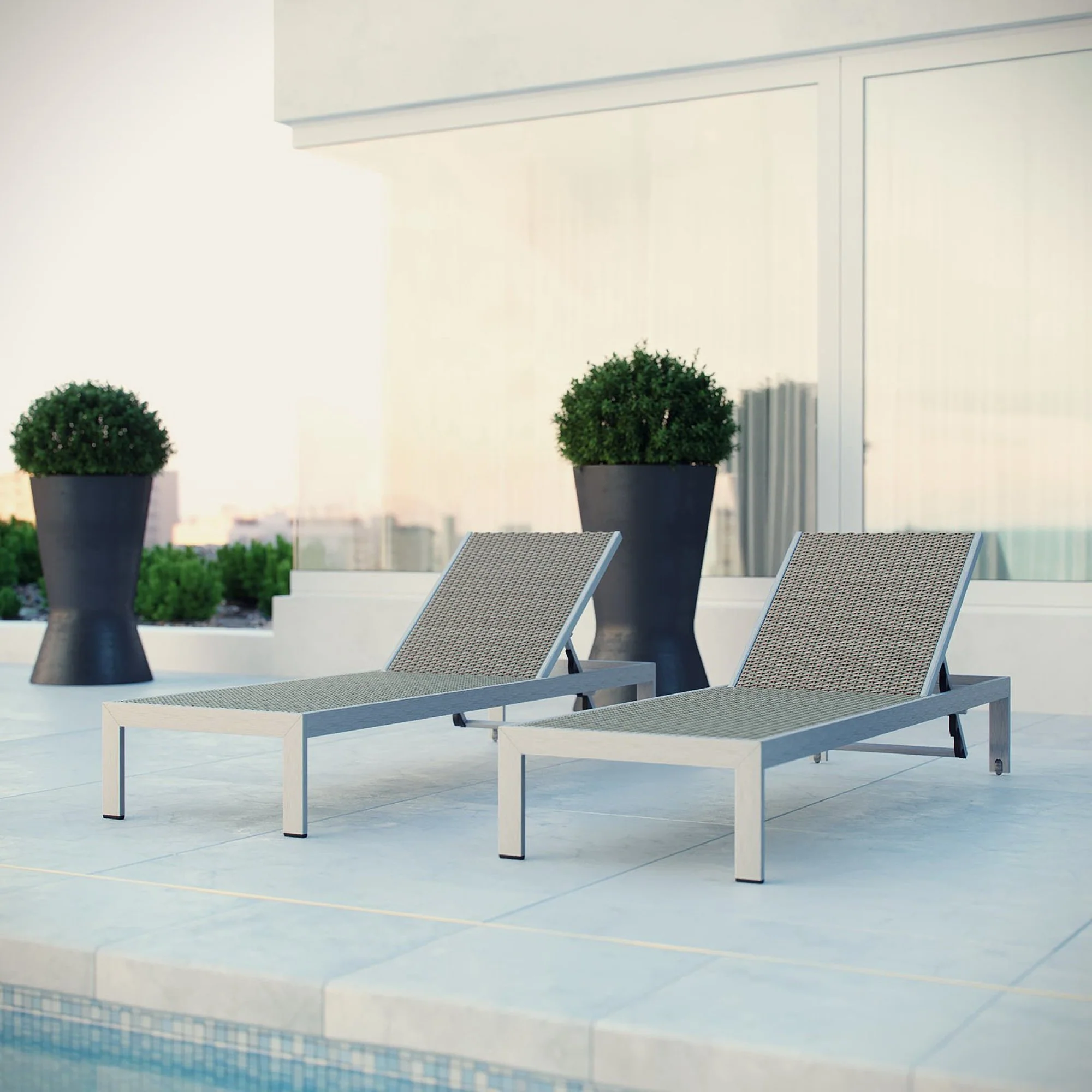 Shore Outdoor Patio Aluminum Chaise Set of 2 by Modway - Image 5