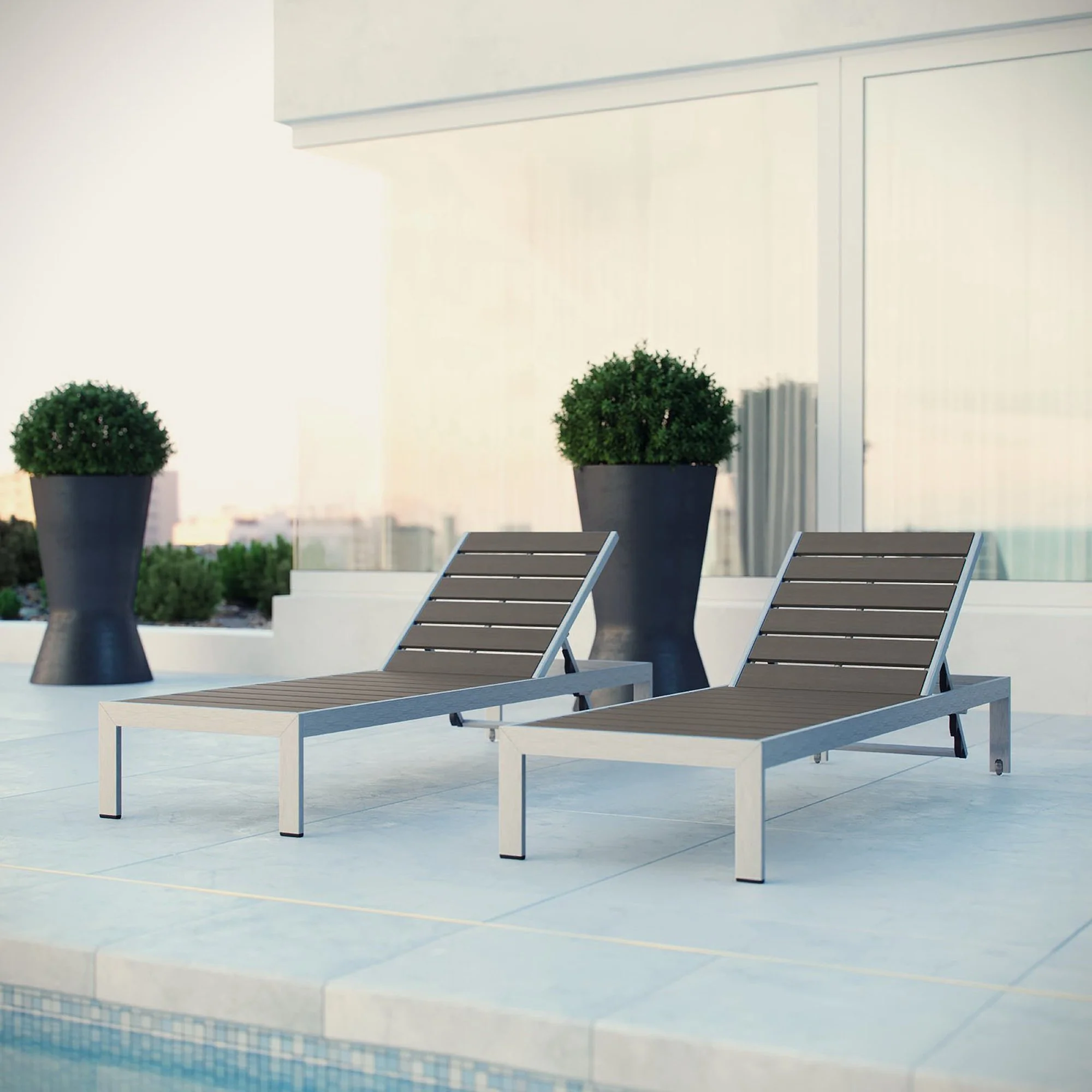 Shore Outdoor Patio Aluminum Chaise Set of 2 by Modway - Image 5