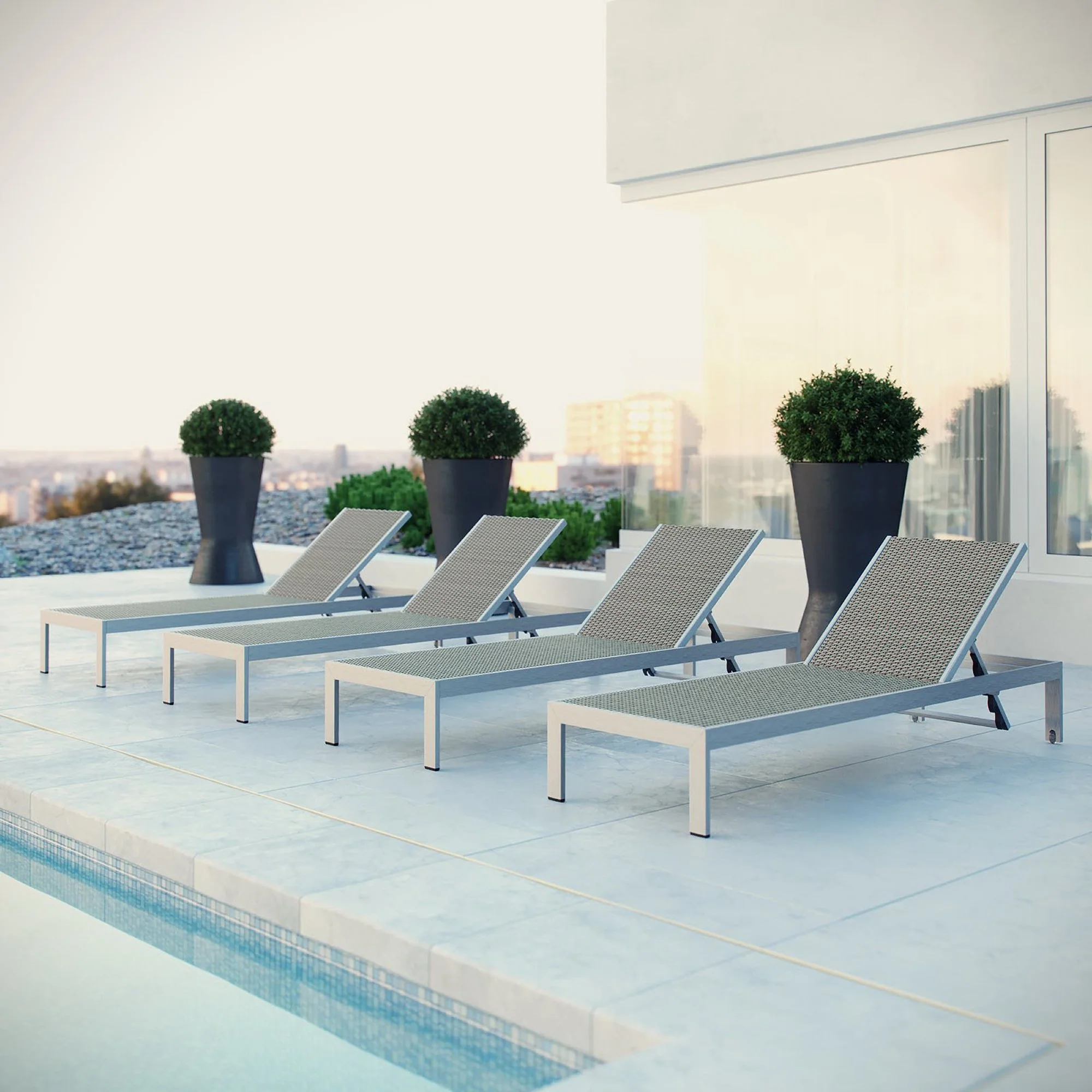 Shore Outdoor Patio Aluminum Chaise Set of 4 by Modway - Image 5