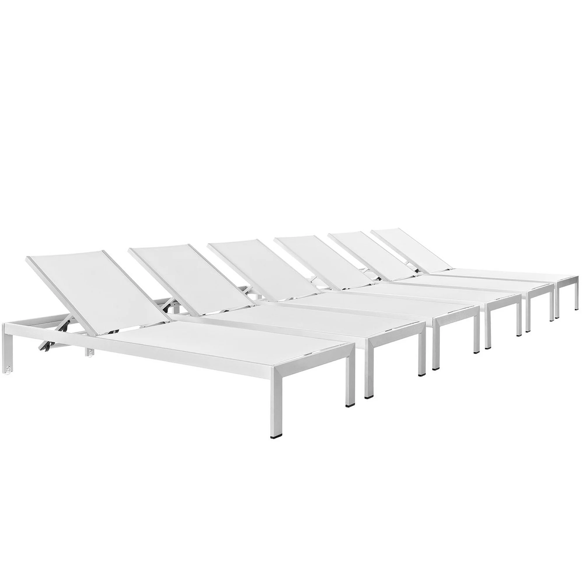Shore Outdoor Patio Aluminum Chaise Set of 6 by Modway - Image 14