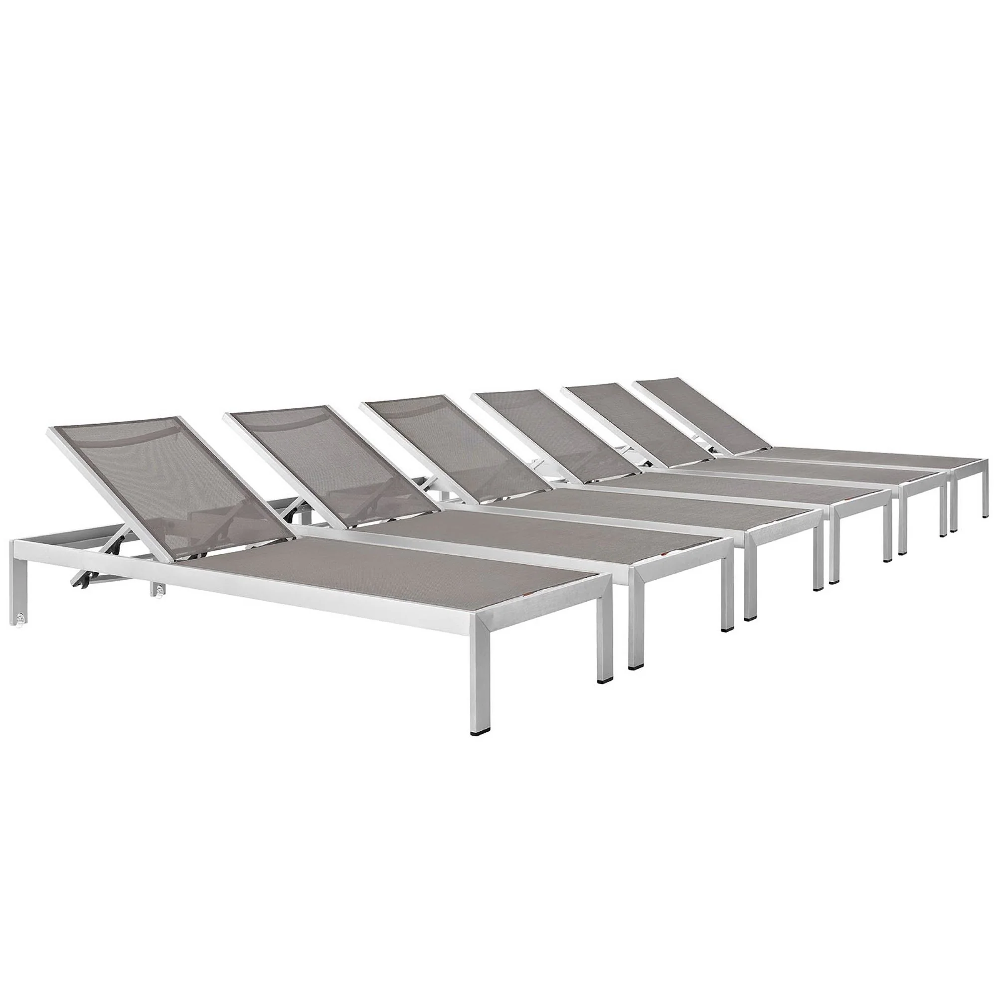 Shore Outdoor Patio Aluminum Chaise Set of 6 by Modway - Image 15