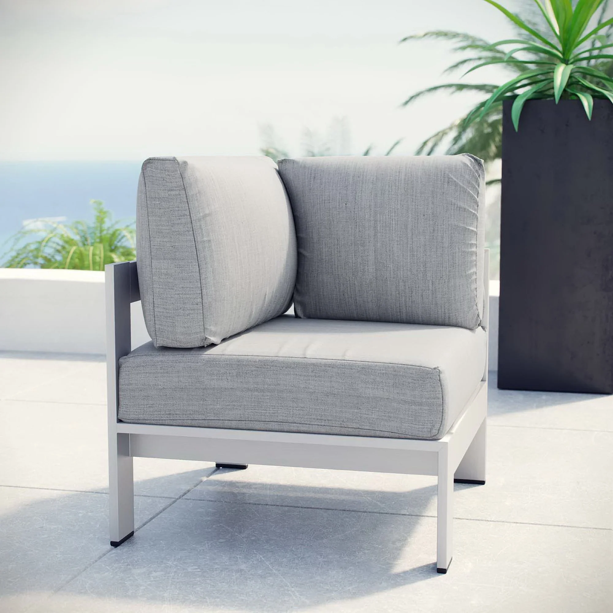 Shore Outdoor Patio Aluminum Corner Sofa by Modway - Image 5