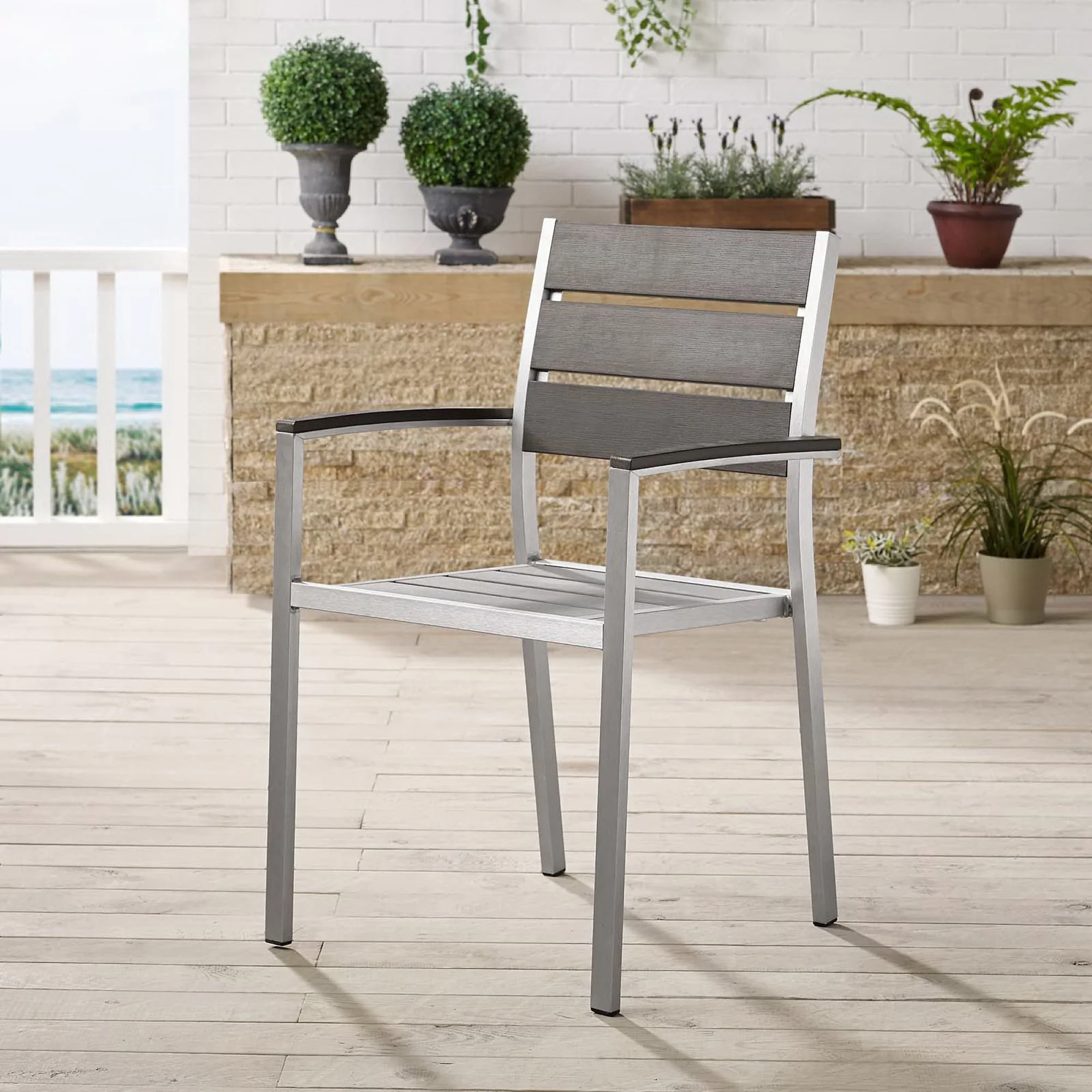 Shore Outdoor Patio Aluminum Dining Armchair by Modway - Image 4