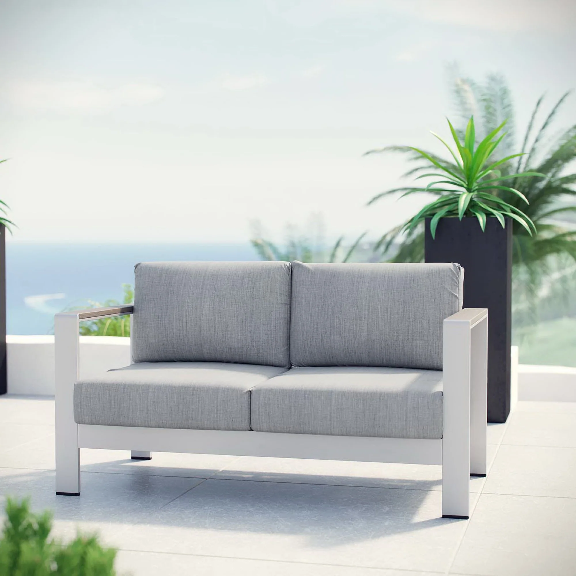 Shore Outdoor Patio Aluminum Loveseat by Modway - Image 4