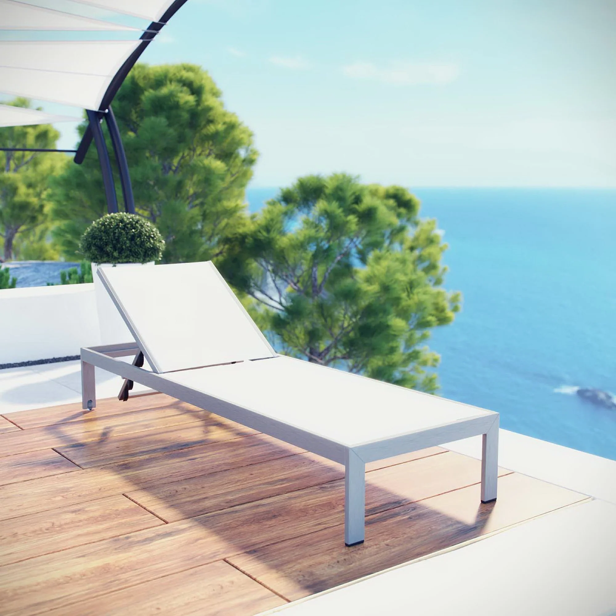 Shore Outdoor Patio Aluminum Mesh Chaise by Modway - Image 4