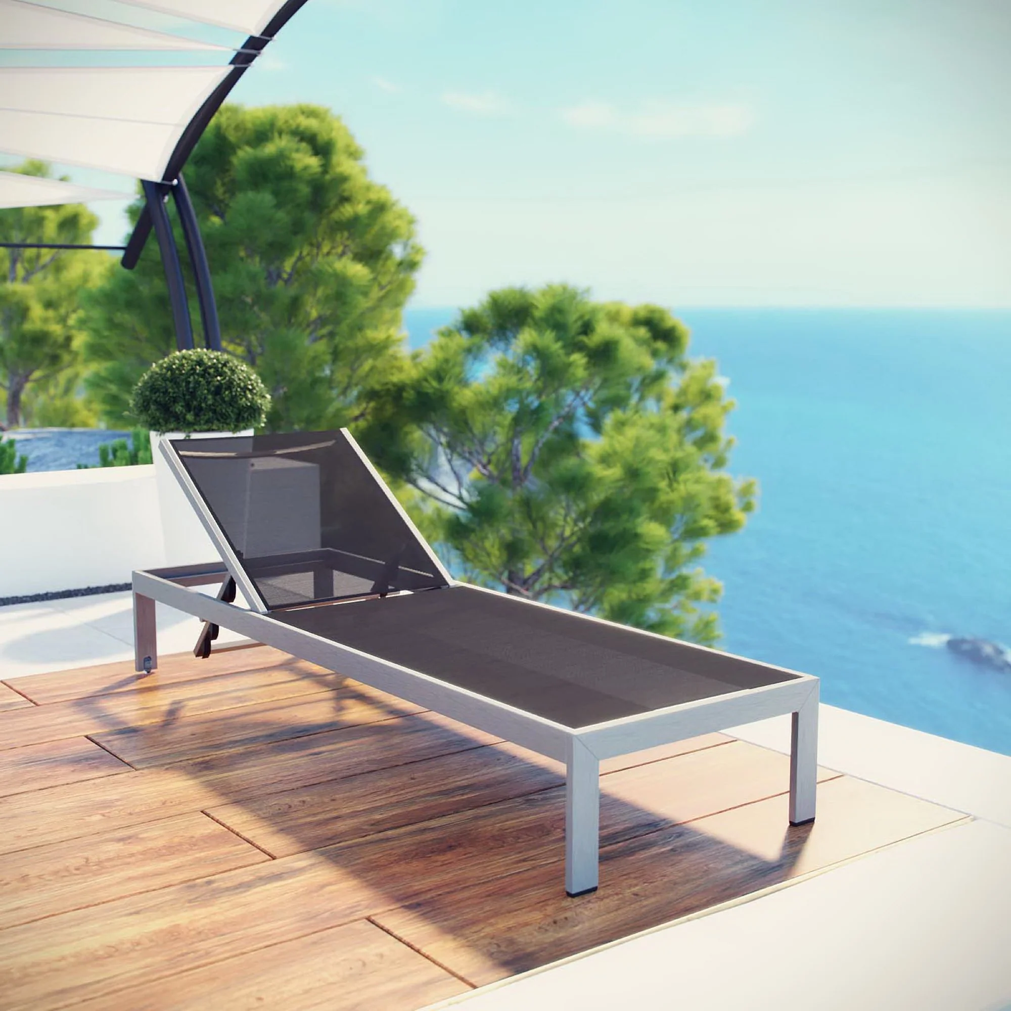 Shore Outdoor Patio Aluminum Mesh Chaise by Modway - Image 6