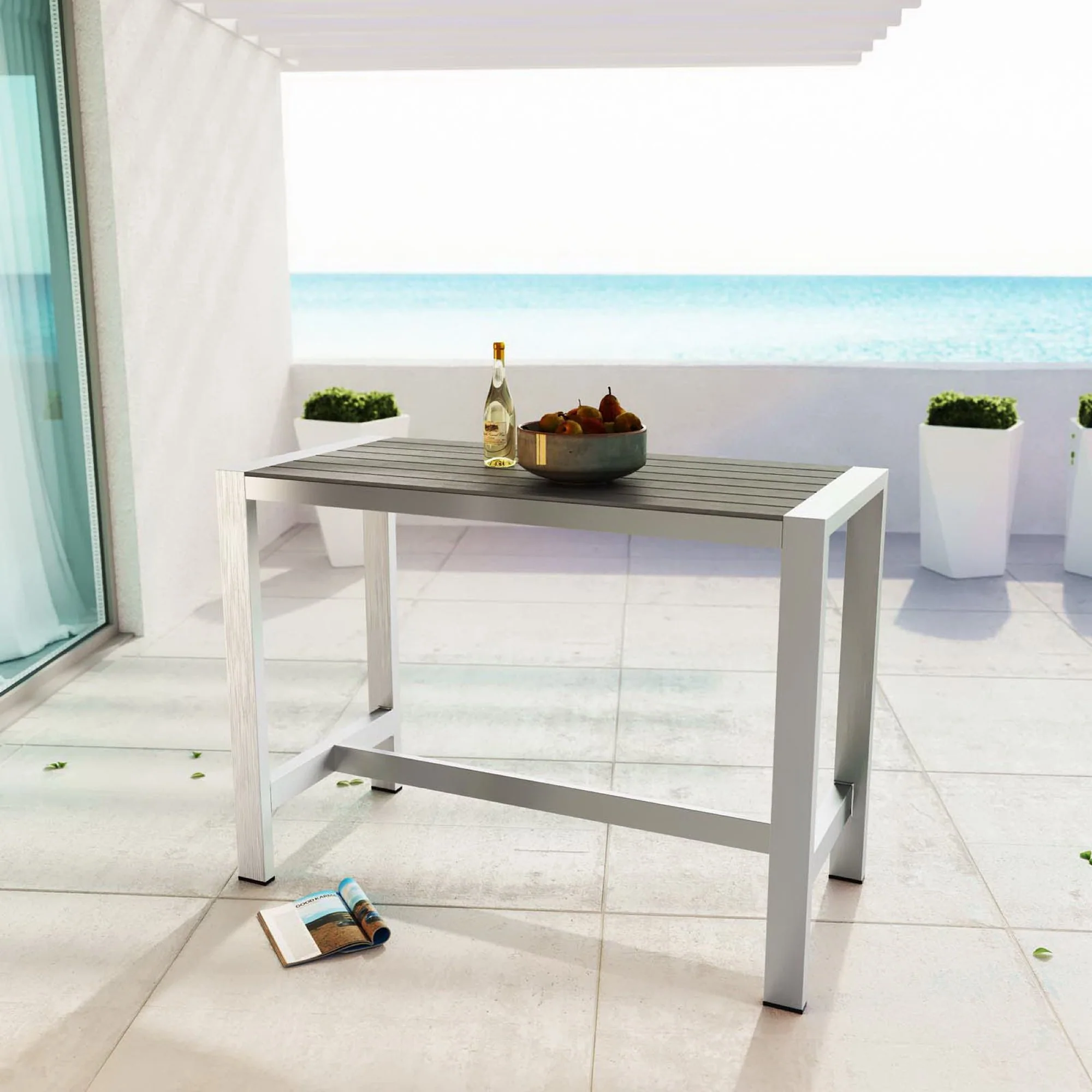 Shore Outdoor Patio Aluminum Rectangle Bar Table by Modway - Image 4