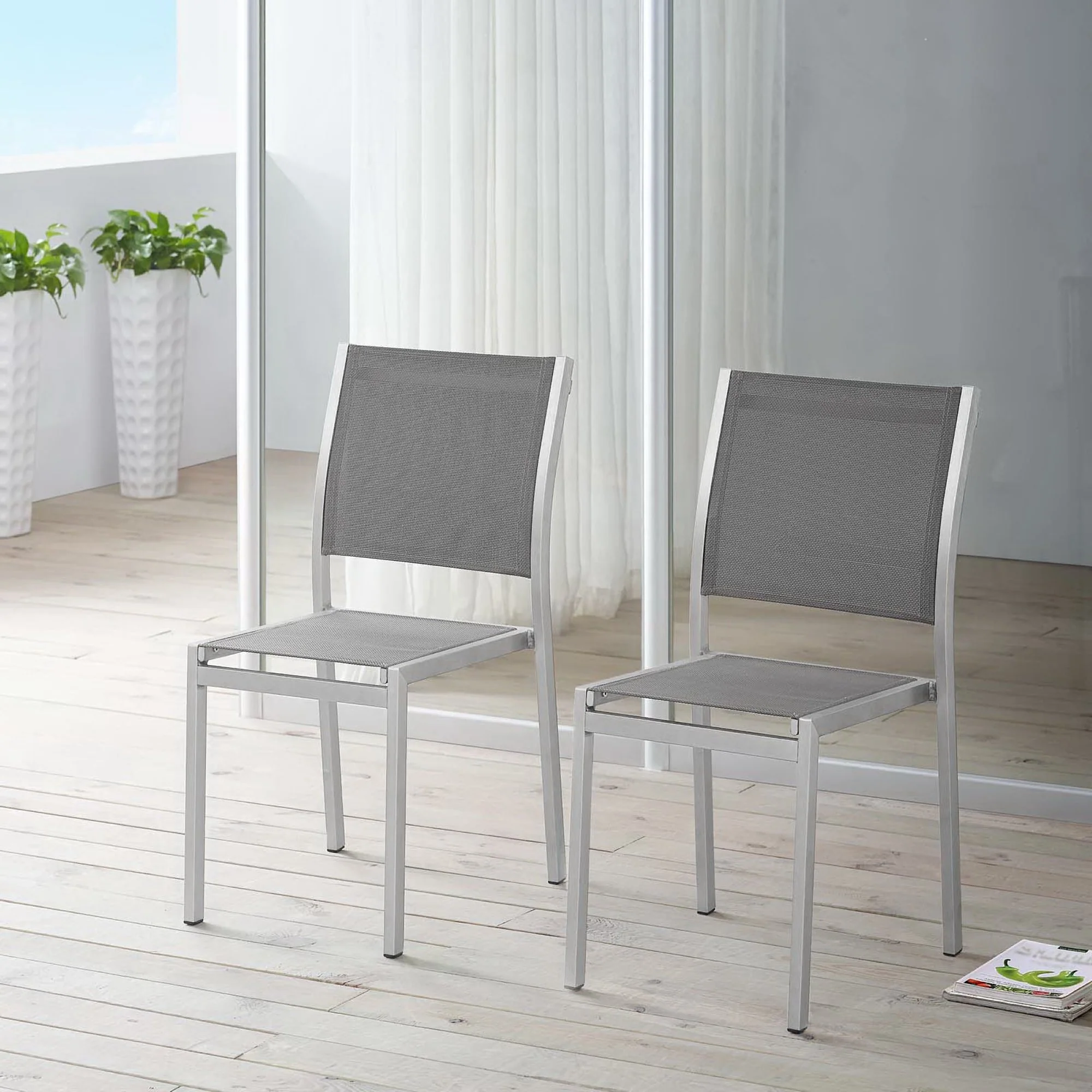 Shore Outdoor Patio Aluminum Side Chair Set of 2 by Modway - Image 5