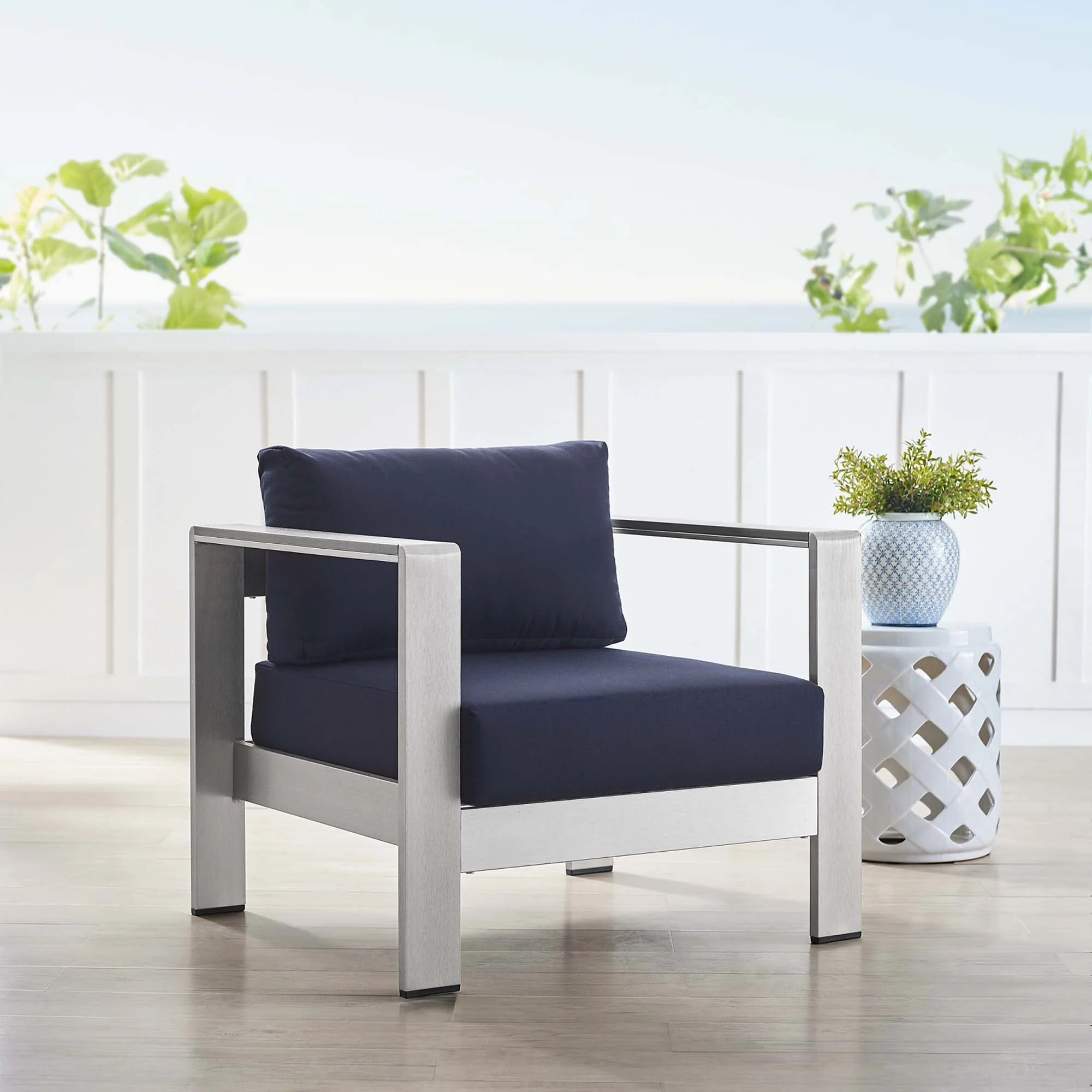 Shore Sunbrella Fabric Aluminum Outdoor Patio Armchair by Modway - Image 7