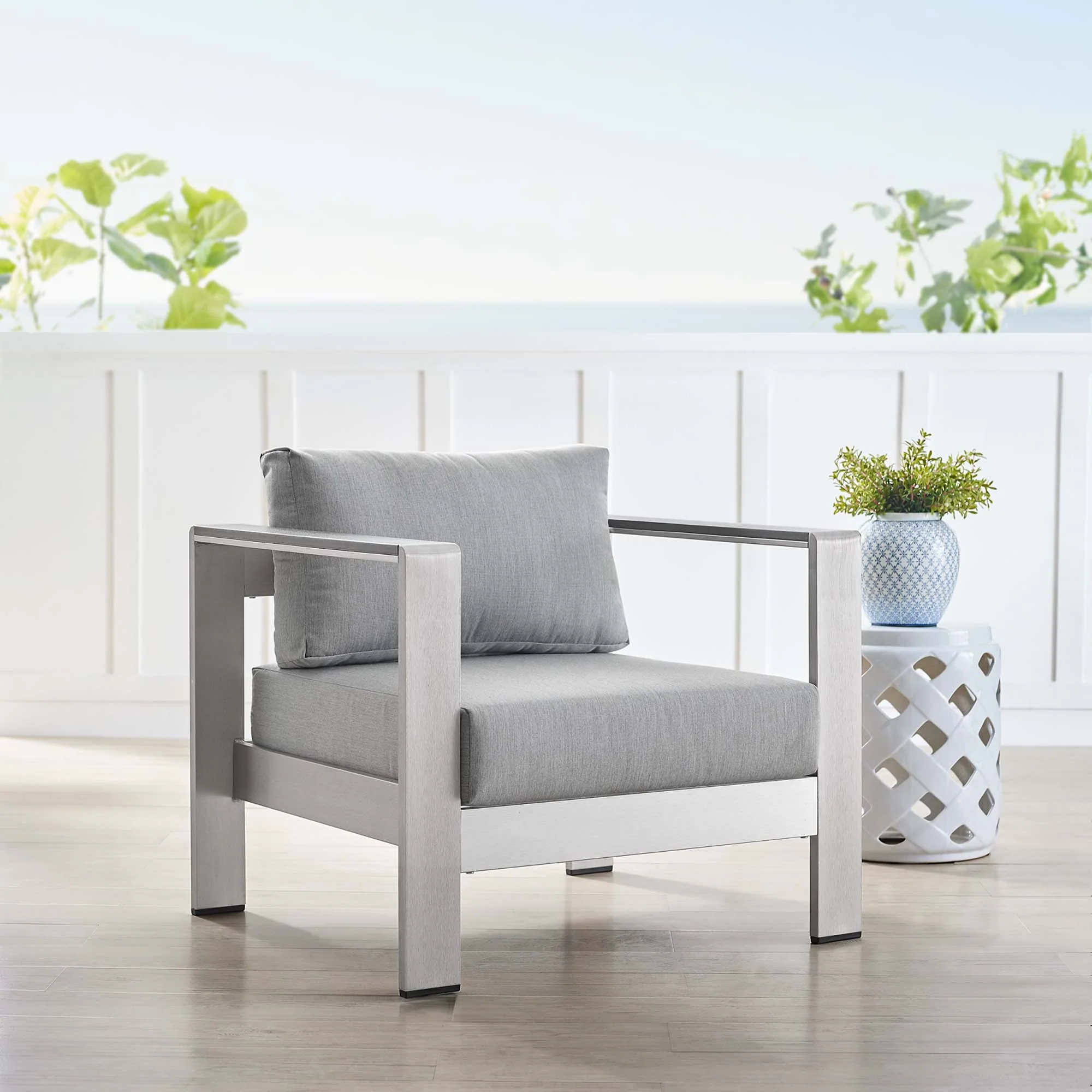 Shore Sunbrella Fabric Aluminum Outdoor Patio Armchair by Modway - Image 8